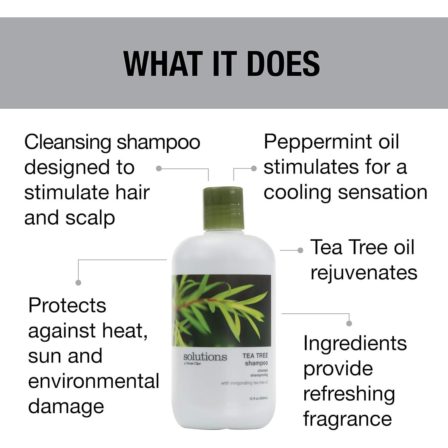 Champú Natural Great Clips 355 ml - Árbol de Té y Menta