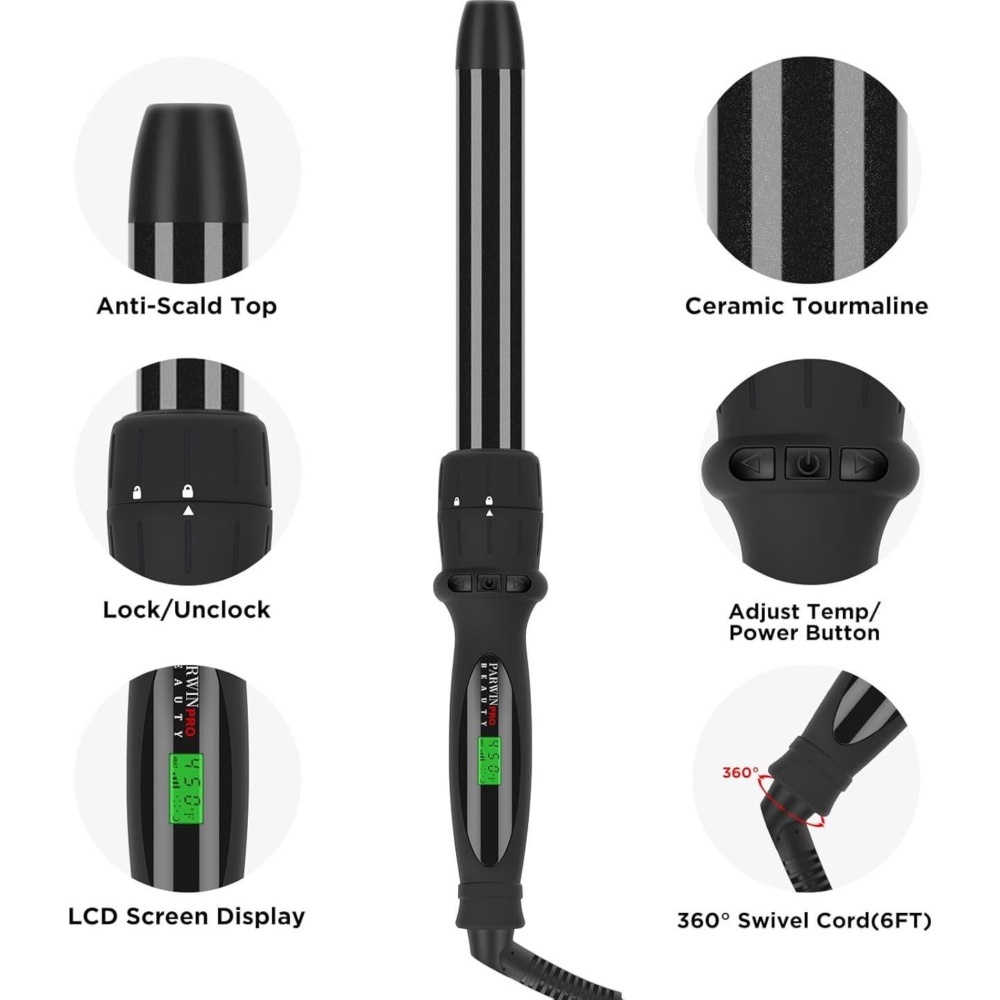 Set de Peinado 7 en 1 Parwin Pro Beauty con Barriles Intercambiables