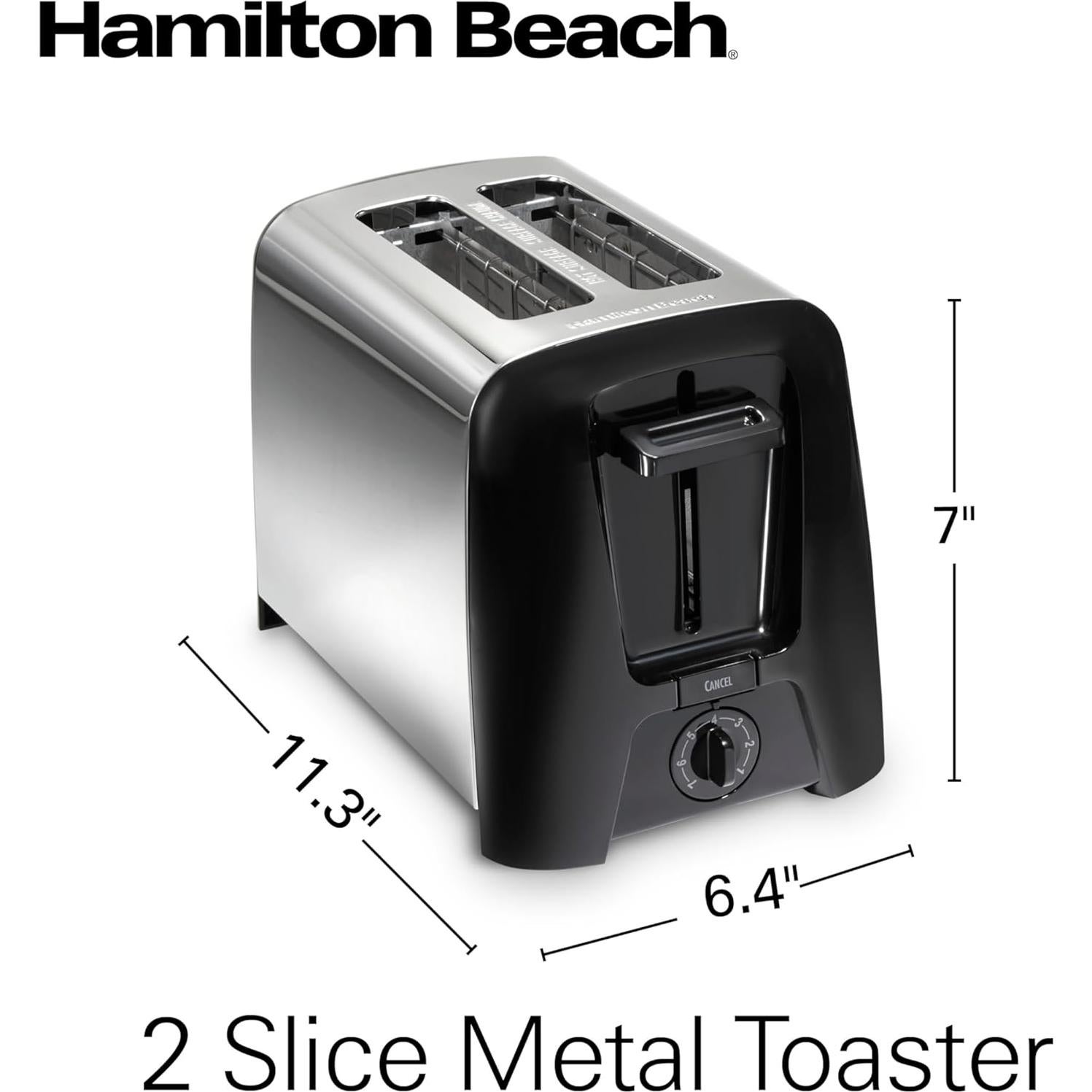 Tostadora Hamilton Beach 2 Rebanadas Negra con Ranuras Anchas