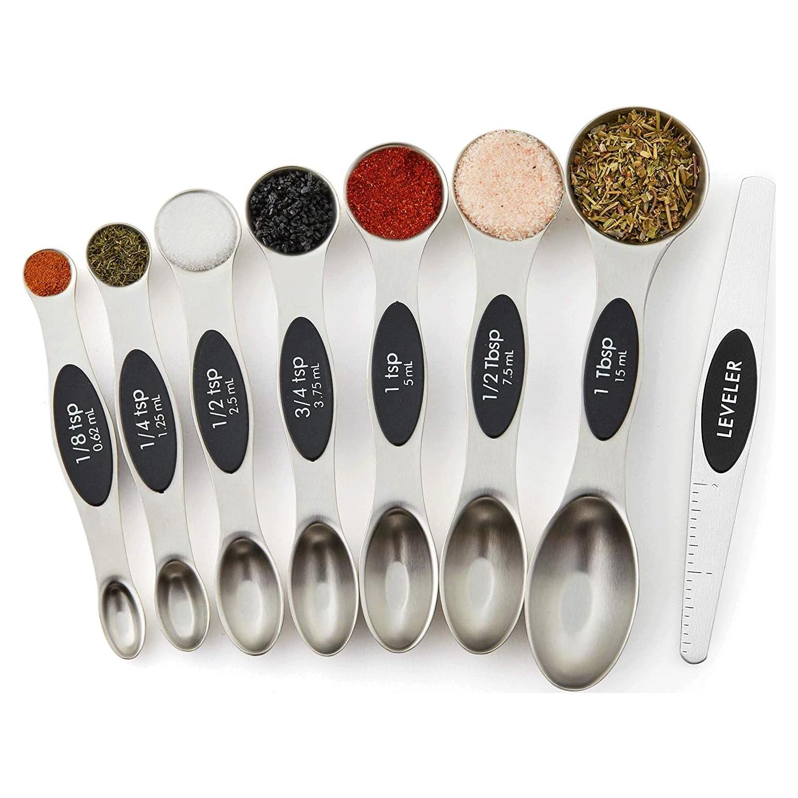 Juego de 8 Cucharas Medidoras Magnéticas Ununpentium Acero Inoxidable