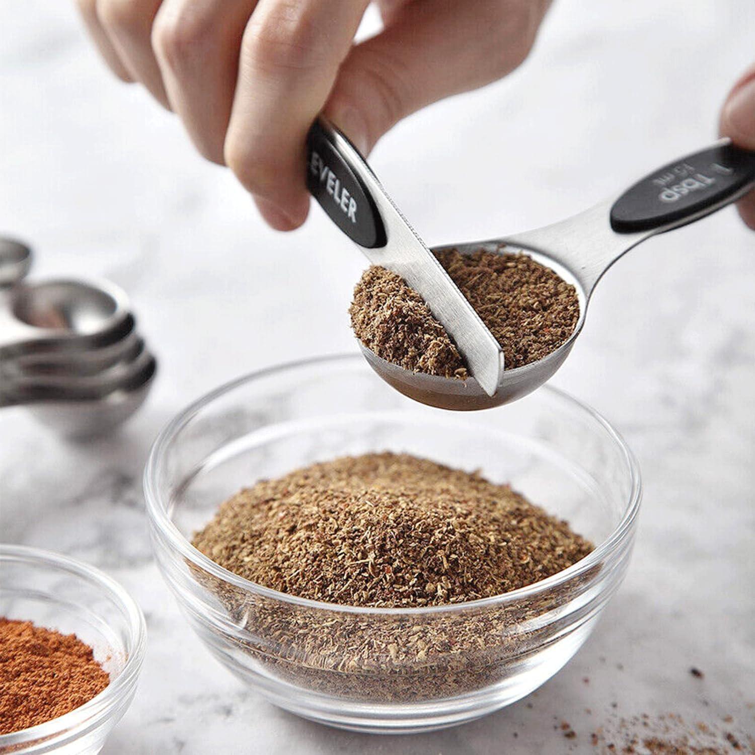 Juego de 8 Cucharas Medidoras Magnéticas Ununpentium Acero Inoxidable