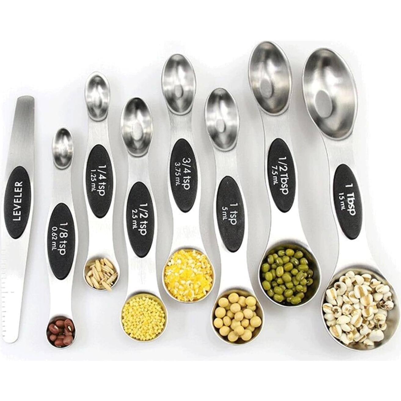 Juego de 8 Cucharas Medidoras Magnéticas Ununpentium Acero Inoxidable