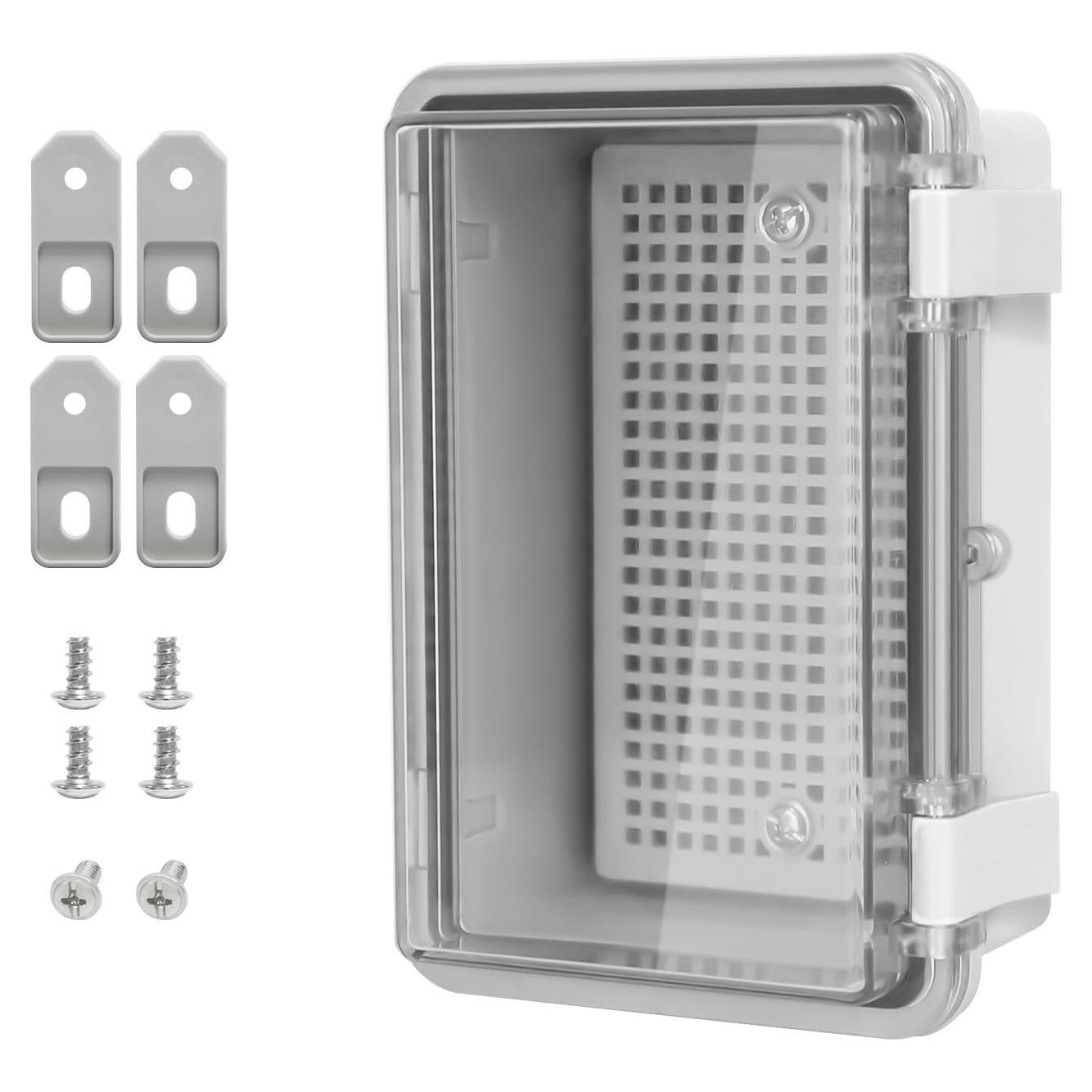 ABS Plastic Dustproof Waterproof IP65 Junction Box Hinged Shell Universal Electrical Project Enclosure Gray, with PC Transparent Clear Cover 5.9 x 3.9 x 2.8inch(150 x100 x70mm)