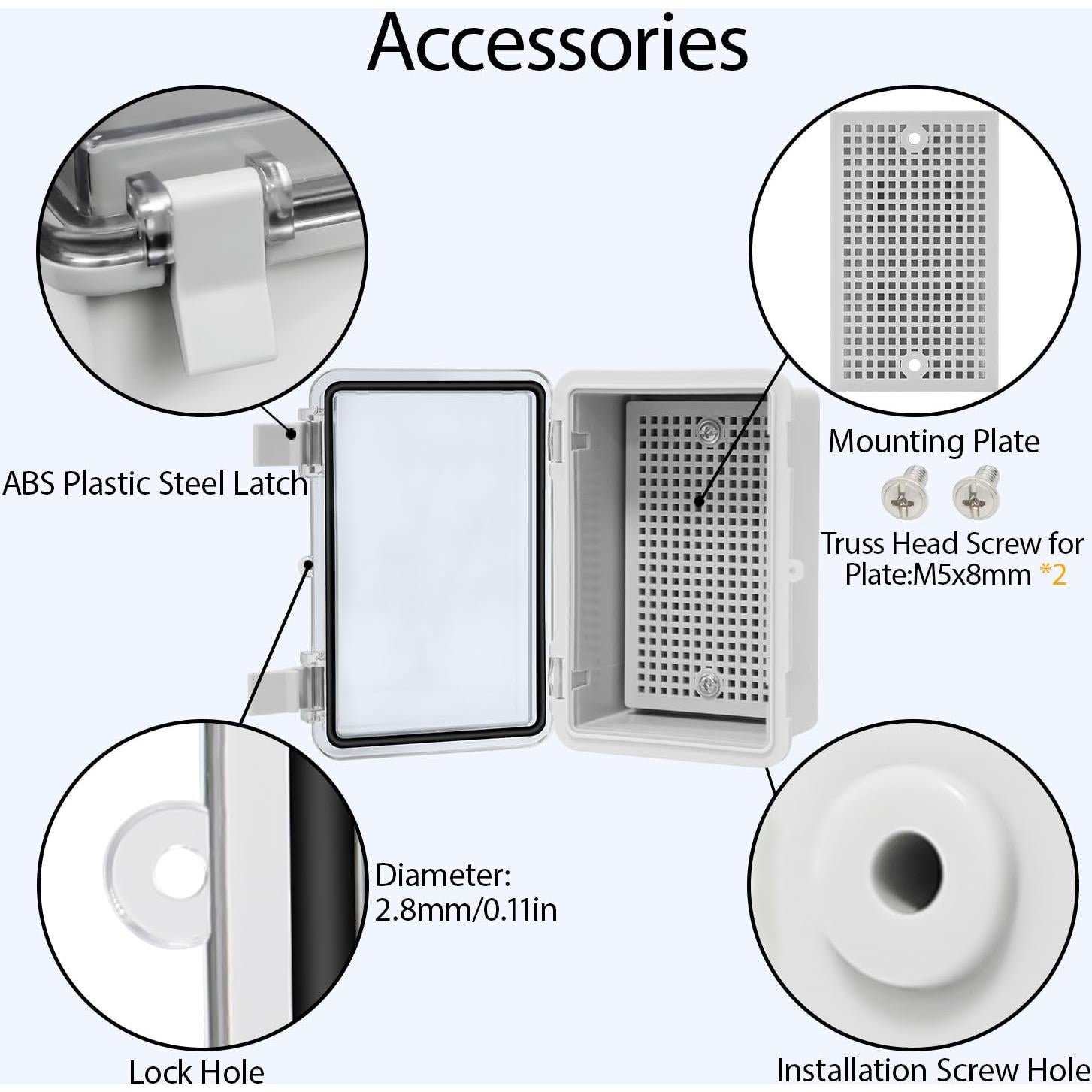 ABS Plastic Dustproof Waterproof IP65 Junction Box Hinged Shell Universal Electrical Project Enclosure Gray, with PC Transparent Clear Cover 5.9 x 3.9 x 2.8inch(150 x100 x70mm)