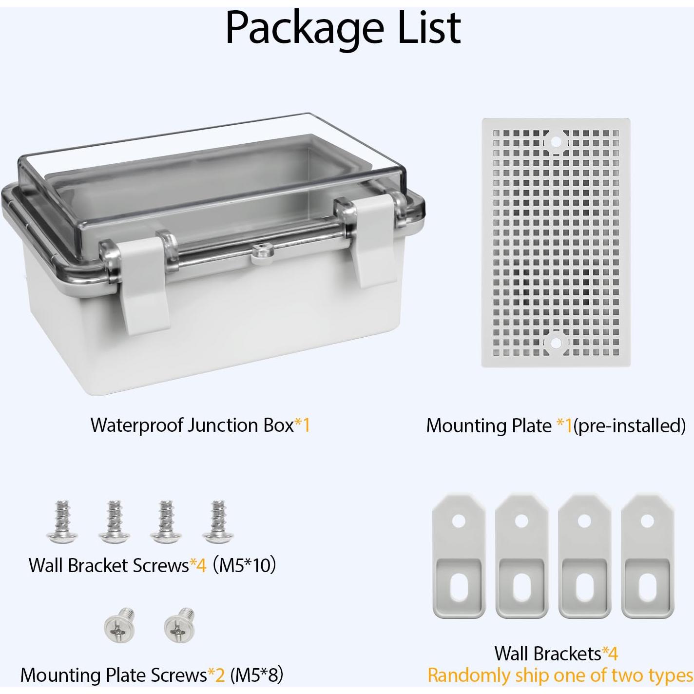ABS Plastic Dustproof Waterproof IP65 Junction Box Hinged Shell Universal Electrical Project Enclosure Gray, with PC Transparent Clear Cover 5.9 x 3.9 x 2.8inch(150 x100 x70mm)