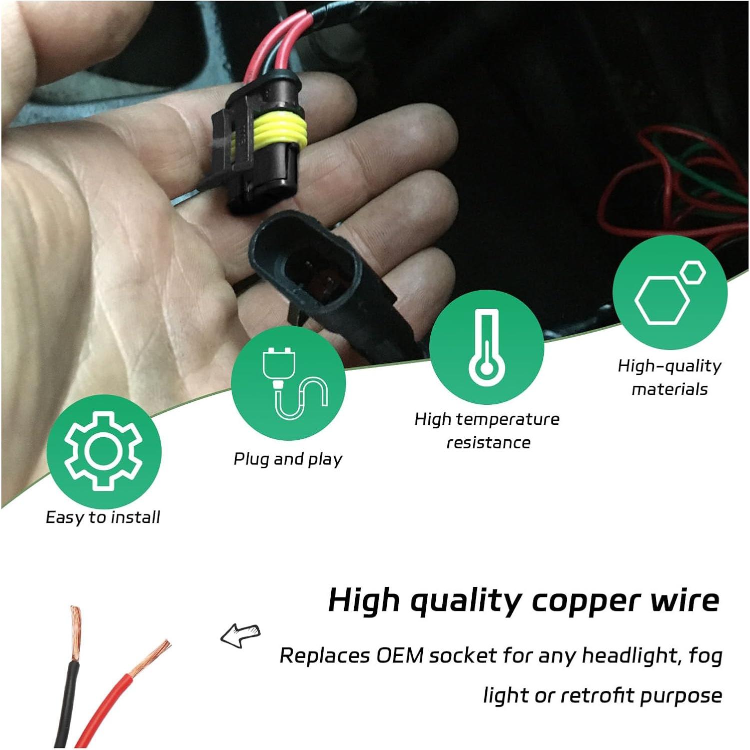 Adaptador de Conexión de Cableado Suvnie 2 PCS para Faros