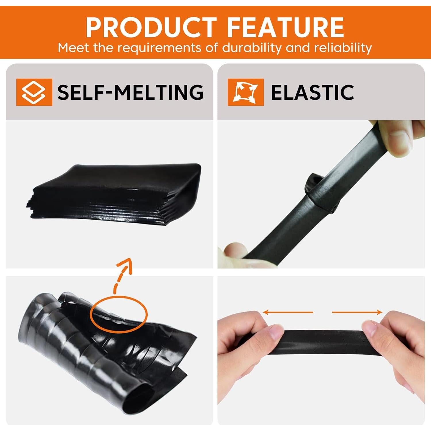 Cinta de Silicona Autoadhesiva Golesh 2.54cm x 3.05m Negra