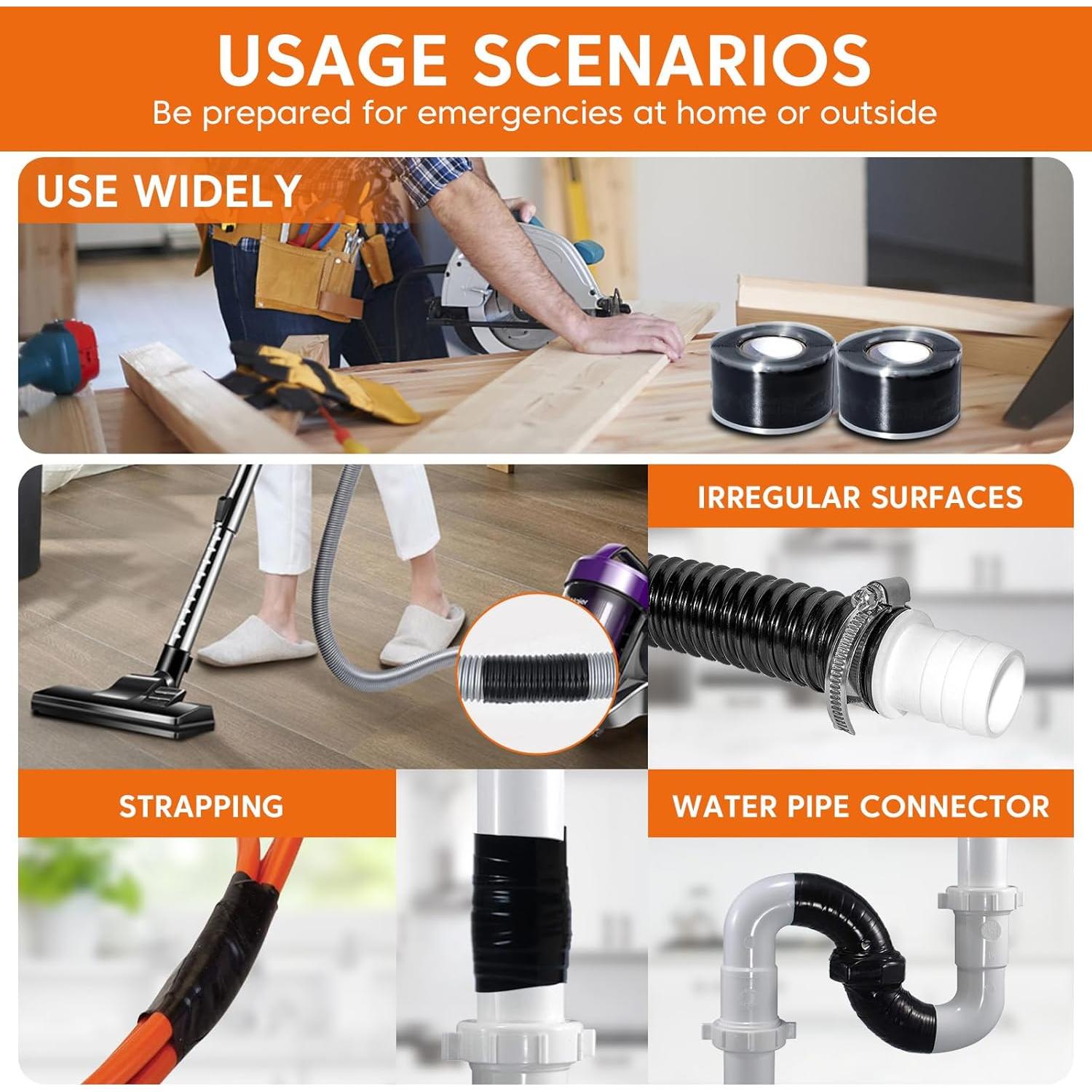 Cinta de Silicona Autoadhesiva Golesh 2.54cm x 3.05m Negra