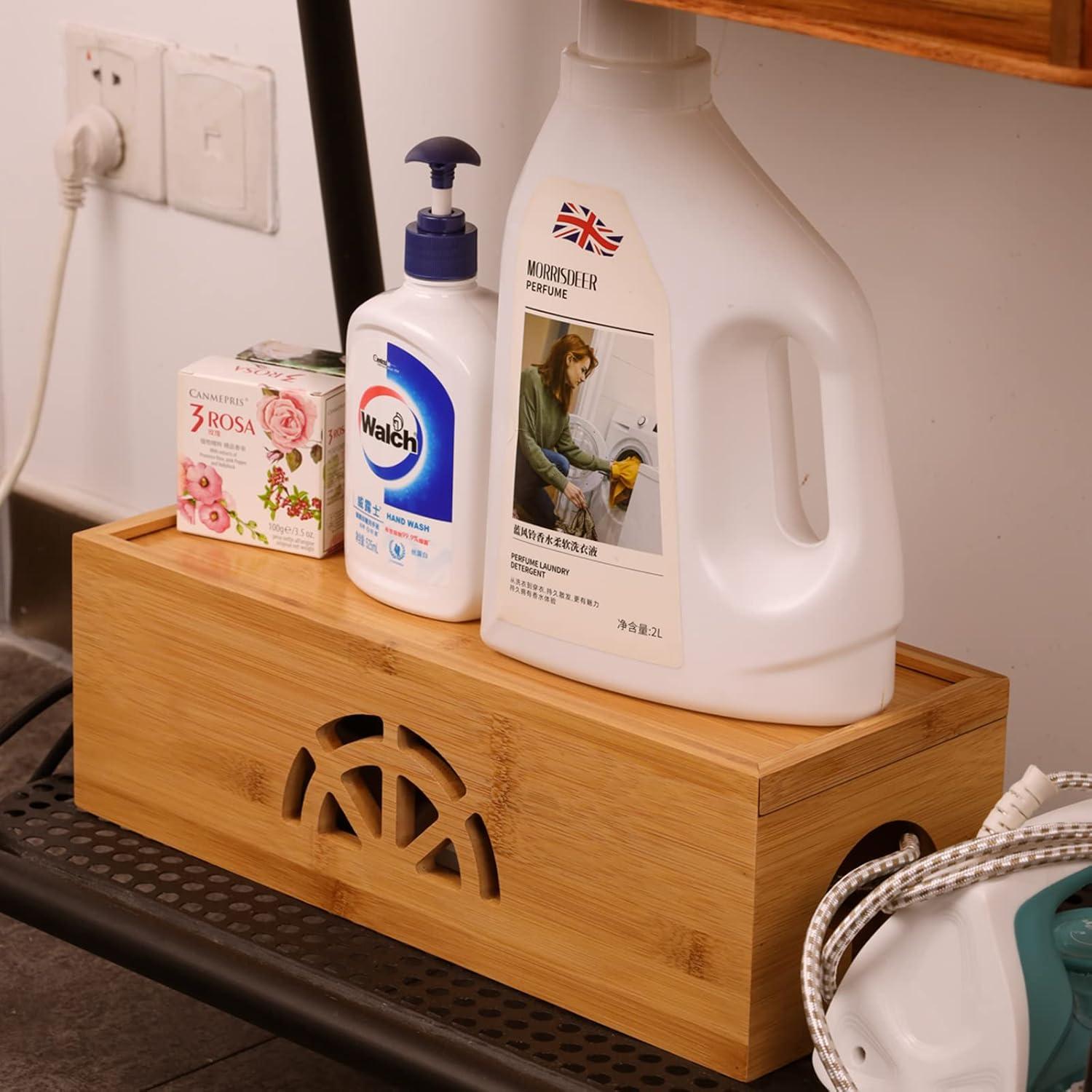 Caja de Gestión de Cables Extra Grande HTB - Bambú Natural 40x16x13cm