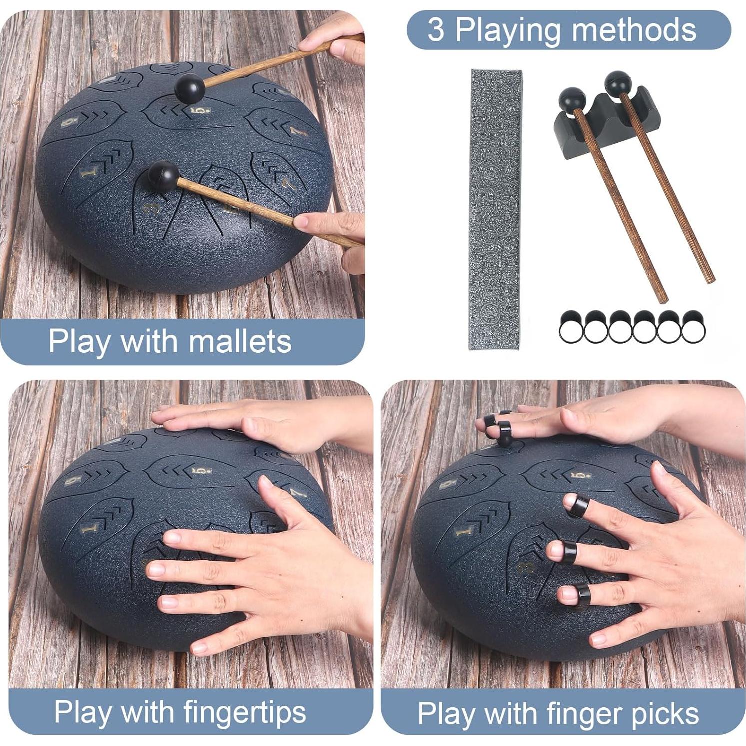 Tambor de Lengua de Acero Caballo 25.4 cm 11 Tonos Azul Oscuro