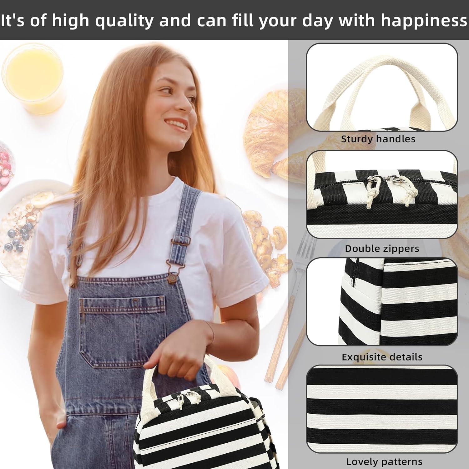 Bolsa de Almuerzo Aislada LEDAOU para Mujeres 10L Rayas