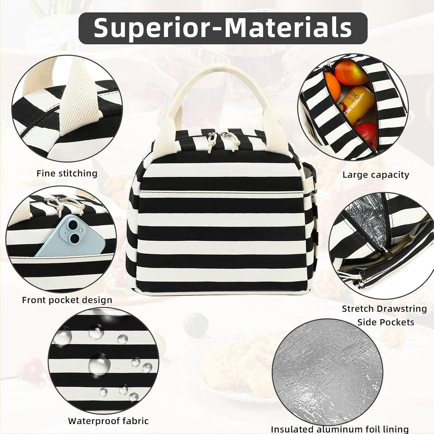 Bolsa de Almuerzo Aislada LEDAOU para Mujeres 10L Rayas