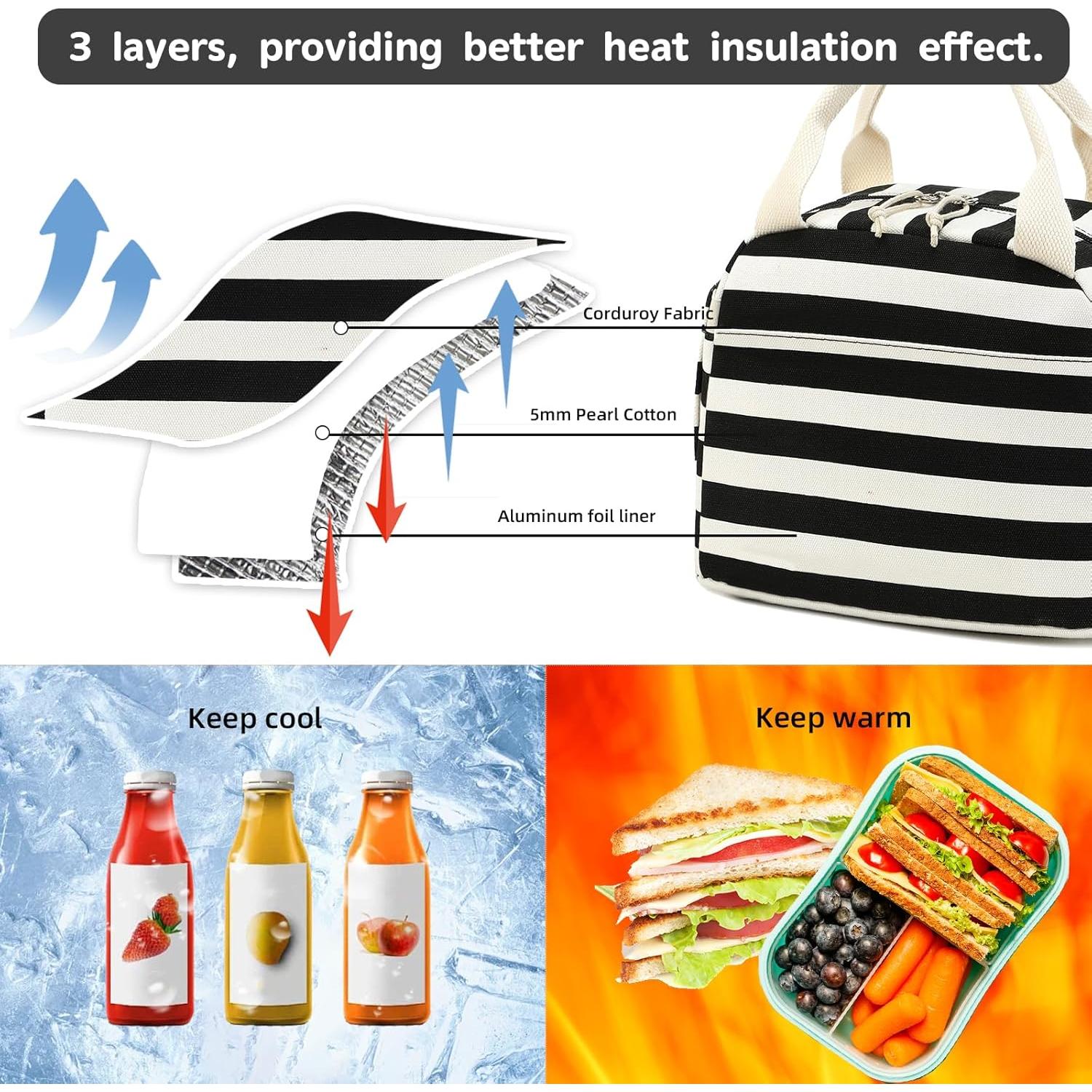 Bolsa de Almuerzo Aislada LEDAOU para Mujeres 10L Rayas