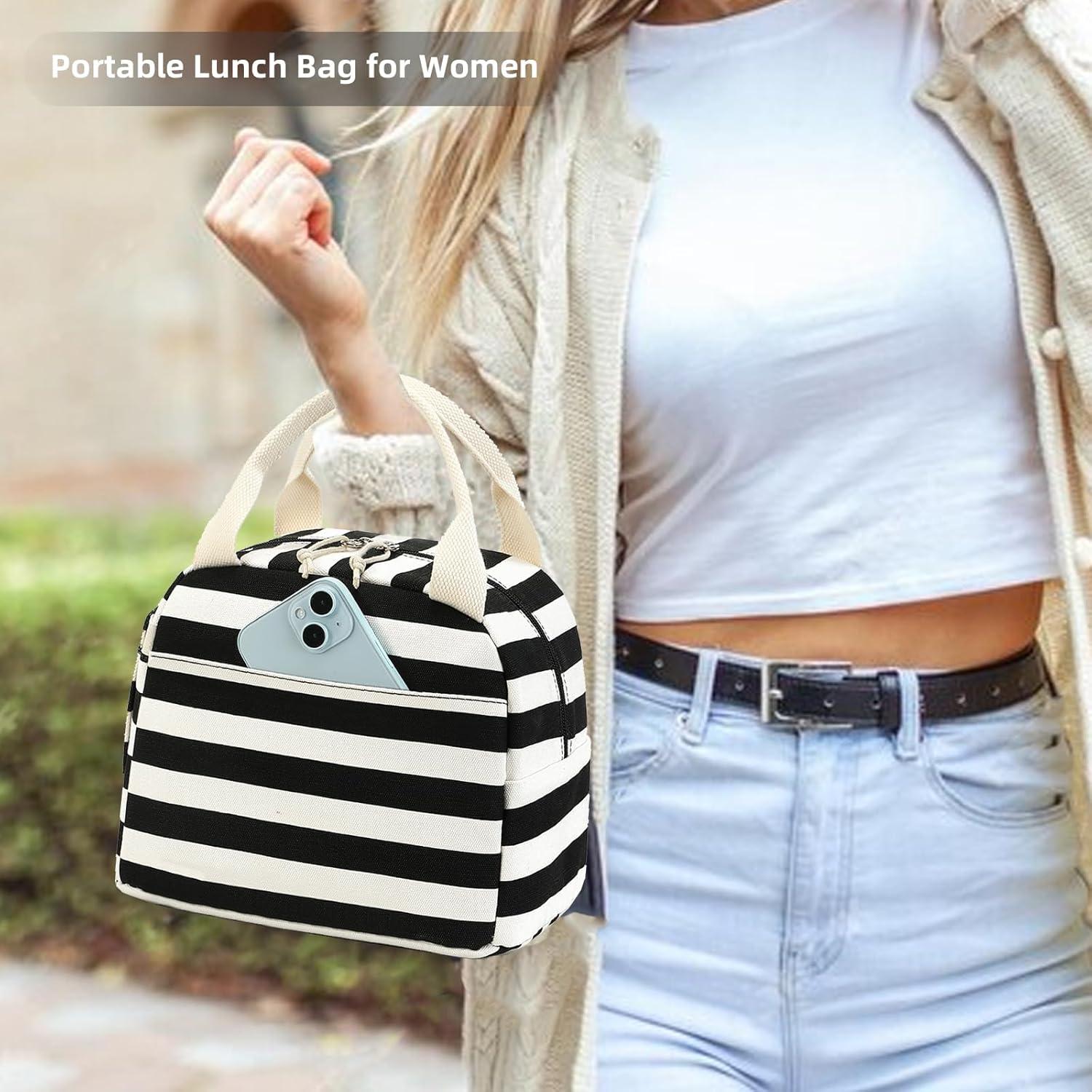 Bolsa de Almuerzo Aislada LEDAOU para Mujeres 10L Rayas