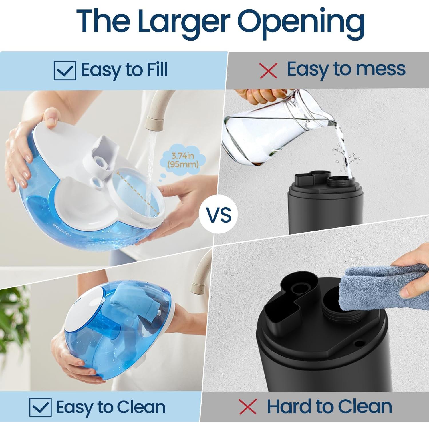 raydrop 2.2L Humidifiers for Bedroom, Cool Mist Humidifiers with Timer, Digital Knob, 26dB Quiet Small Humidifier for Baby, Nursery and Plants with Night Light, 30 Hours Runtime, Easy to Fill & Clean