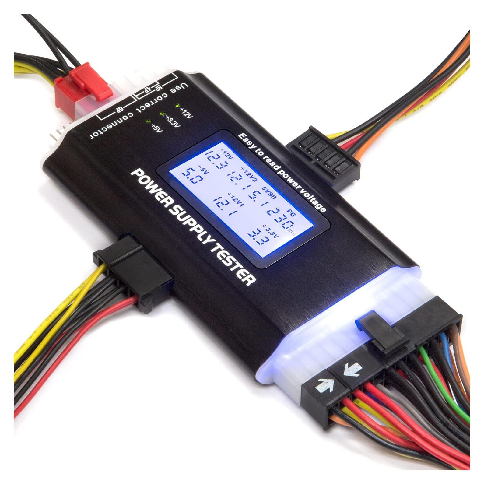 Kingwin PC Computer Power Supply Tester, Digital LCD Screen, ATX/ITX/IDE/HDD/SATA/BYI (KPST-01)