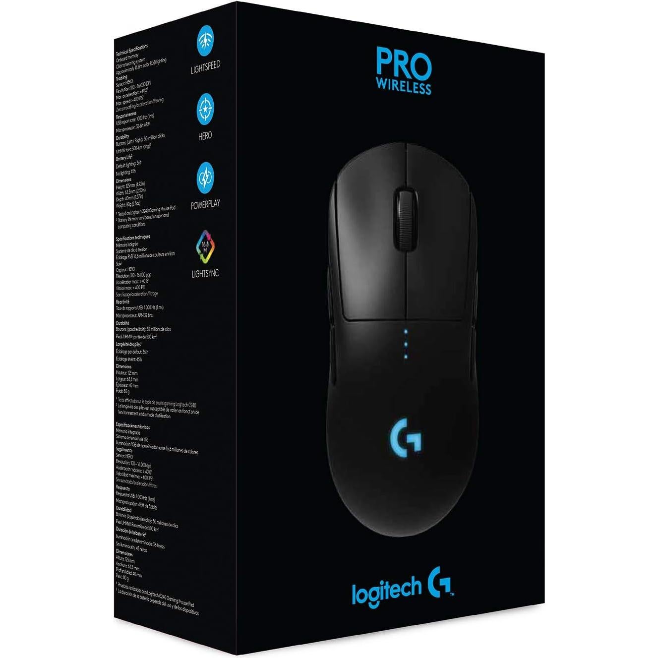 Ratón Gaming Inalámbrico Logitech G Pro - 80g, RGB, HERO 25K