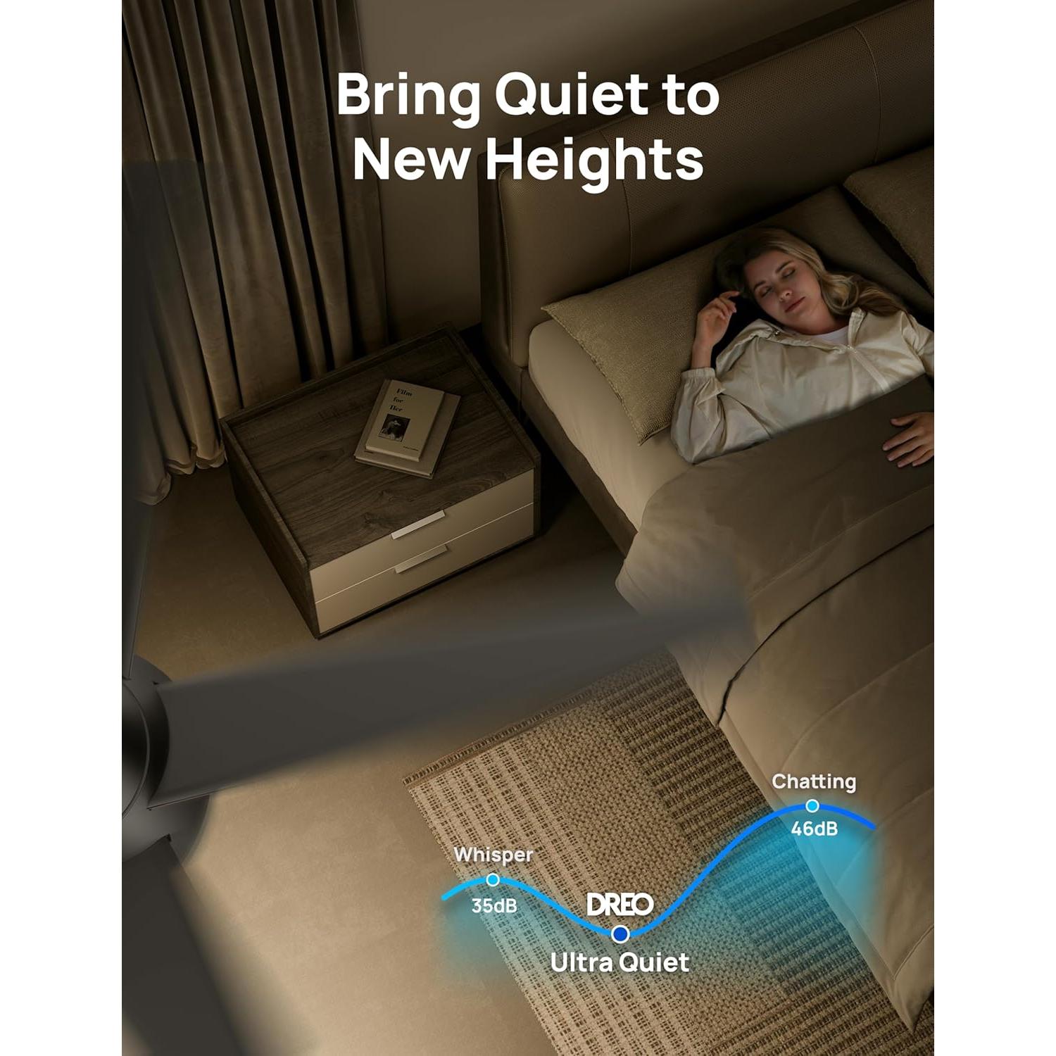 Ventilador de Techo Dreo CLF521 52" Negro con Luz LED y Control Remoto