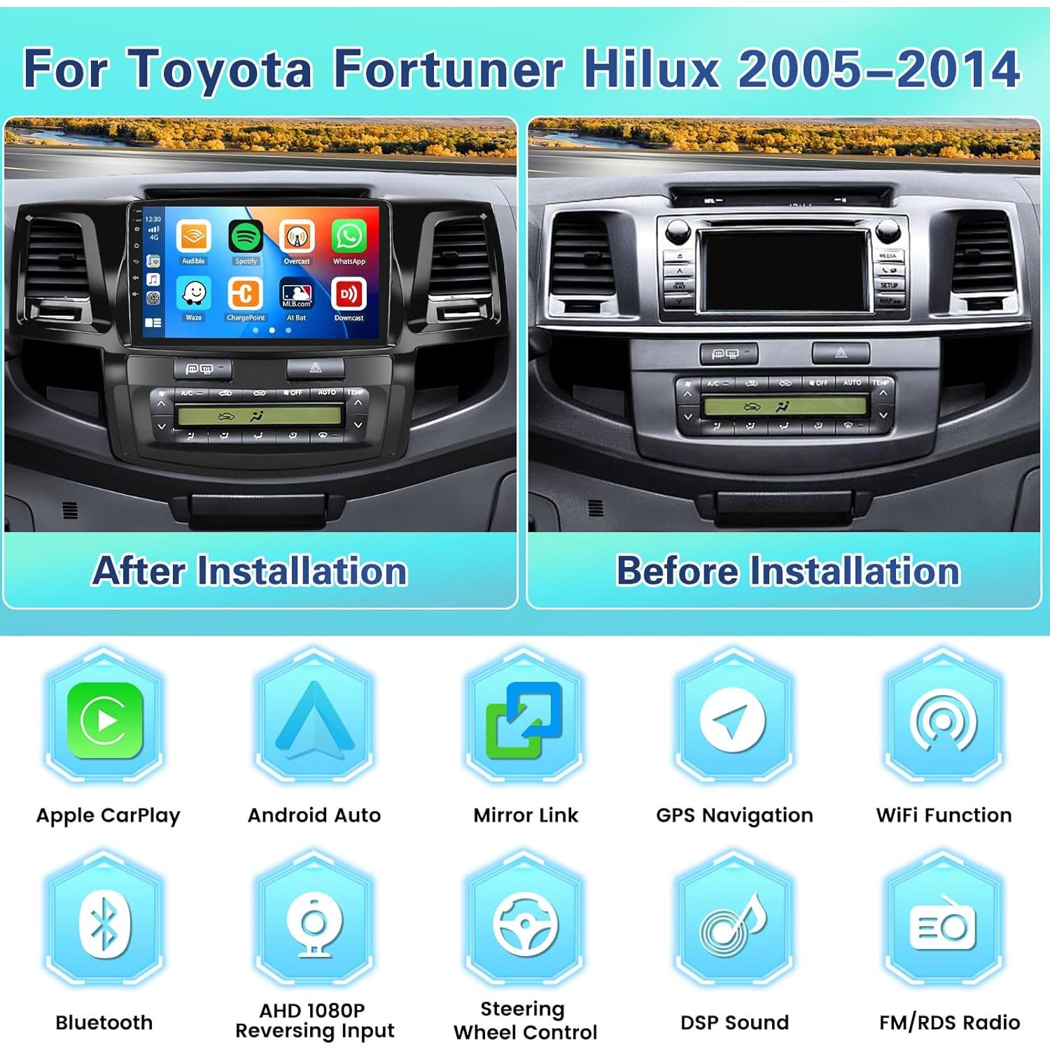 Estéreo Android 2+64GB Fuluku para Toyota Fortuner 2005-2014