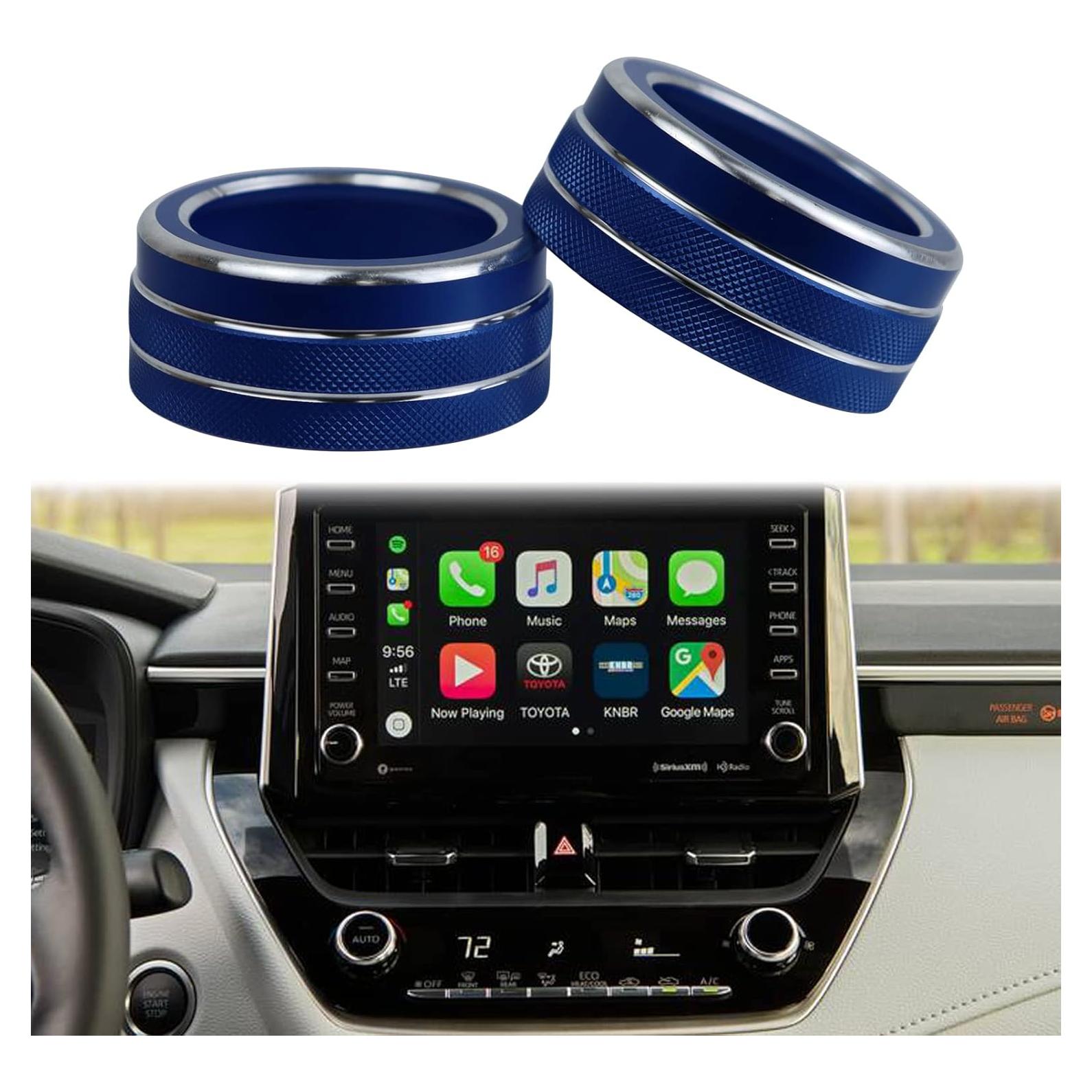 Anillo de Cubierta Botón Aire Acondicionado KEEGTBOX Azul para Toyota Corolla 2020-2022