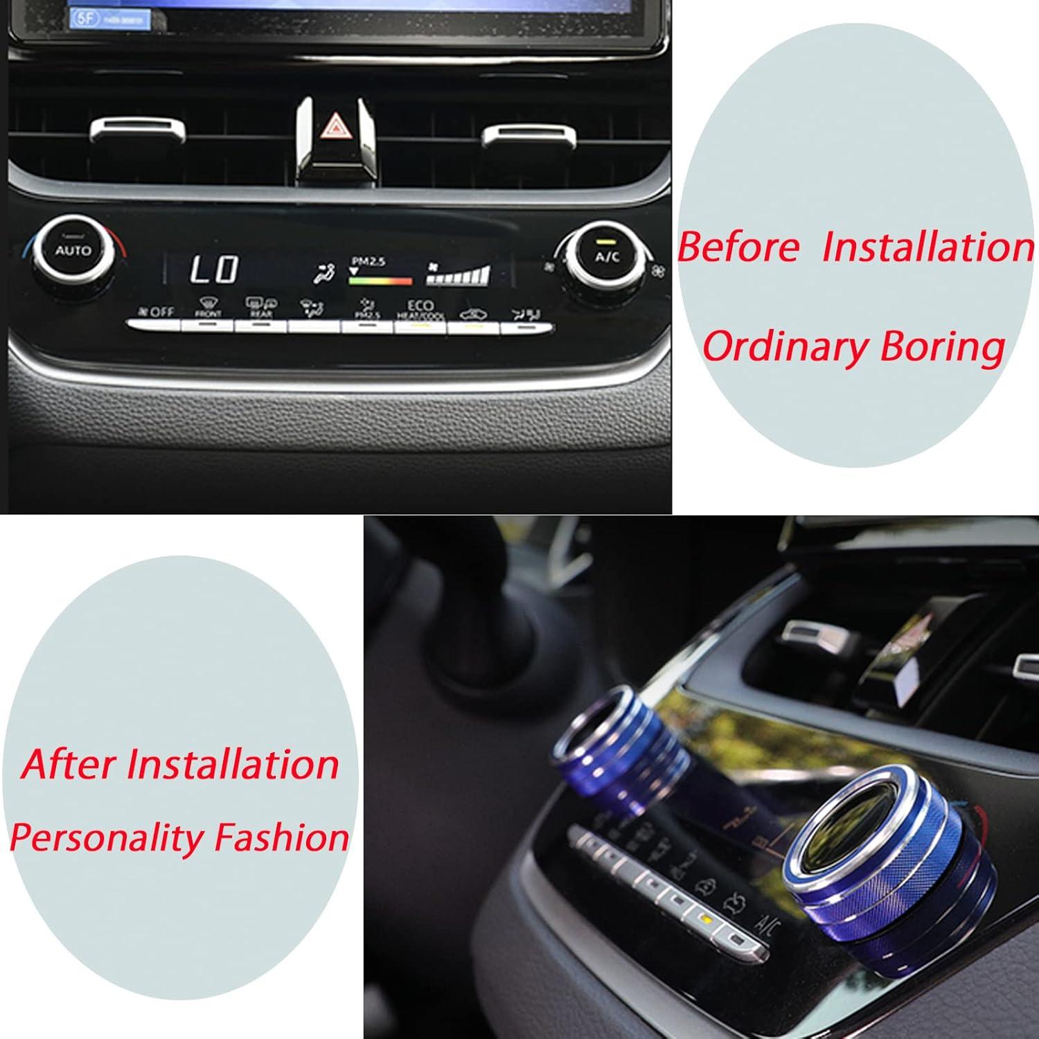 Anillo de Cubierta Botón Aire Acondicionado KEEGTBOX Azul para Toyota Corolla 2020-2022