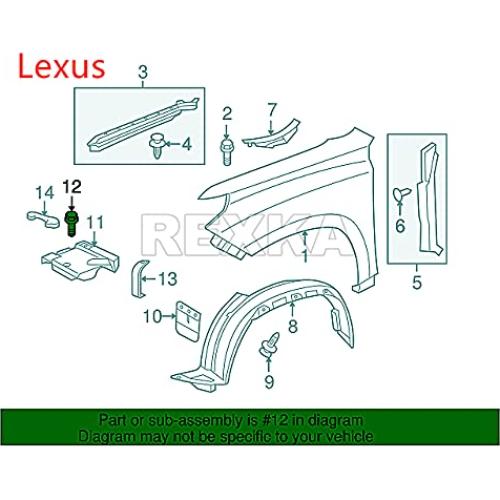 Clips de Retención para Radiador Toyota Lexus 10pcs 7mm
