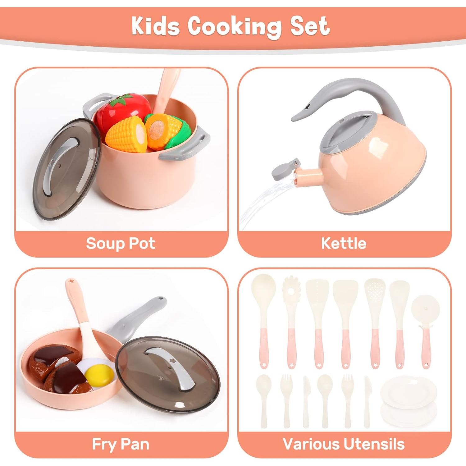 Conjunto de Cocina de Juguete Cute Stone para Niños Rosa