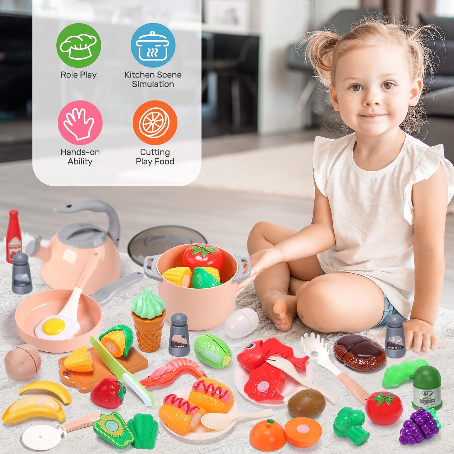 Conjunto de Cocina de Juguete Cute Stone para Niños Rosa