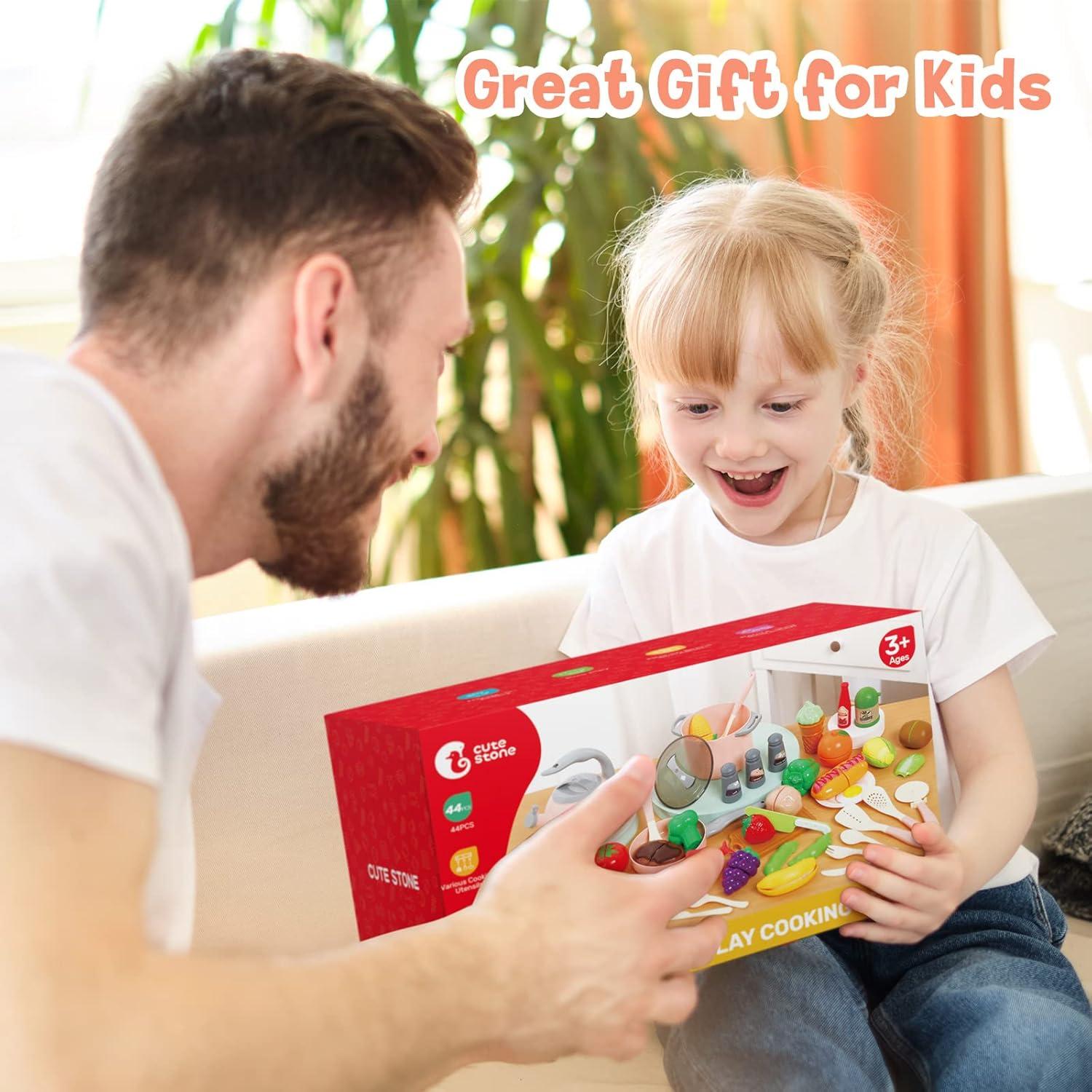 Conjunto de Cocina de Juguete Cute Stone para Niños Rosa