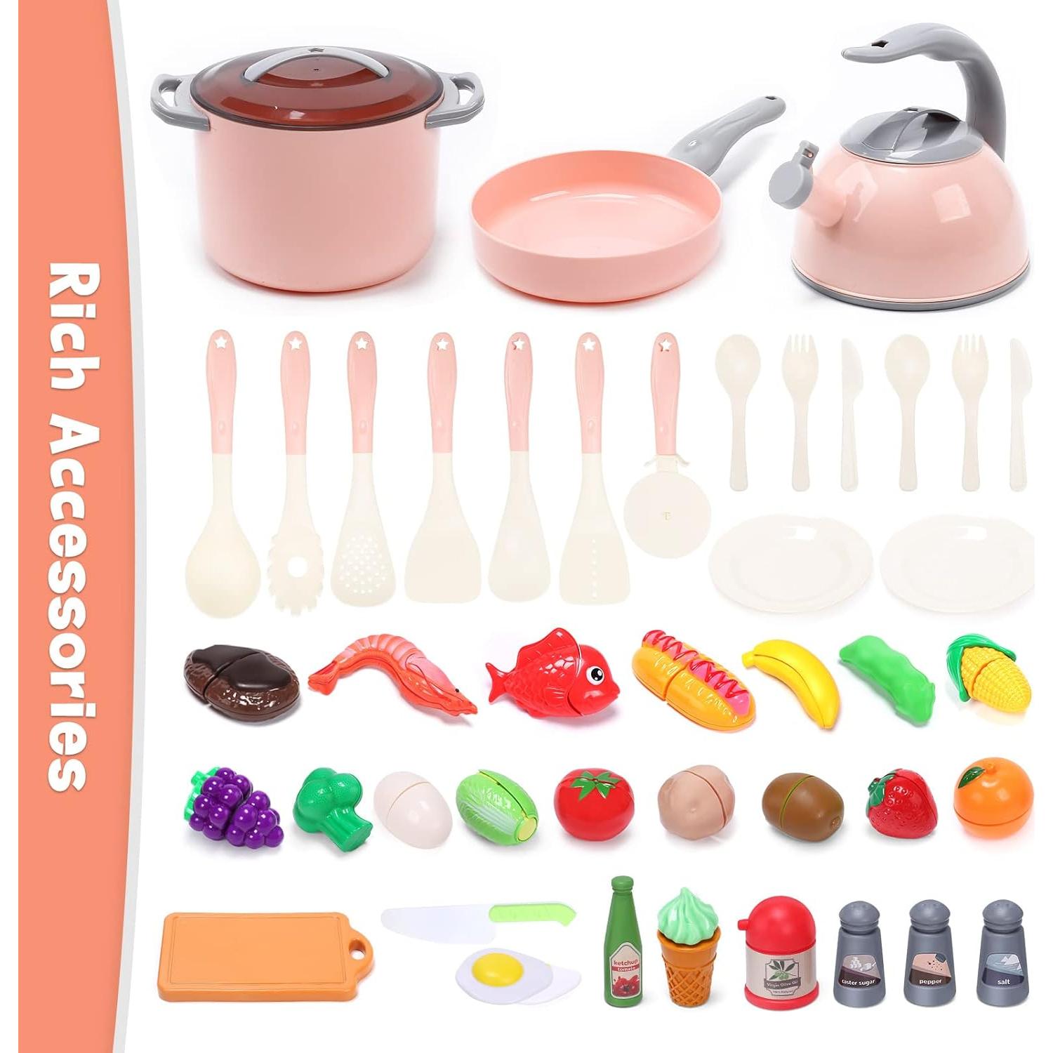 Conjunto de Cocina de Juguete Cute Stone para Niños Rosa