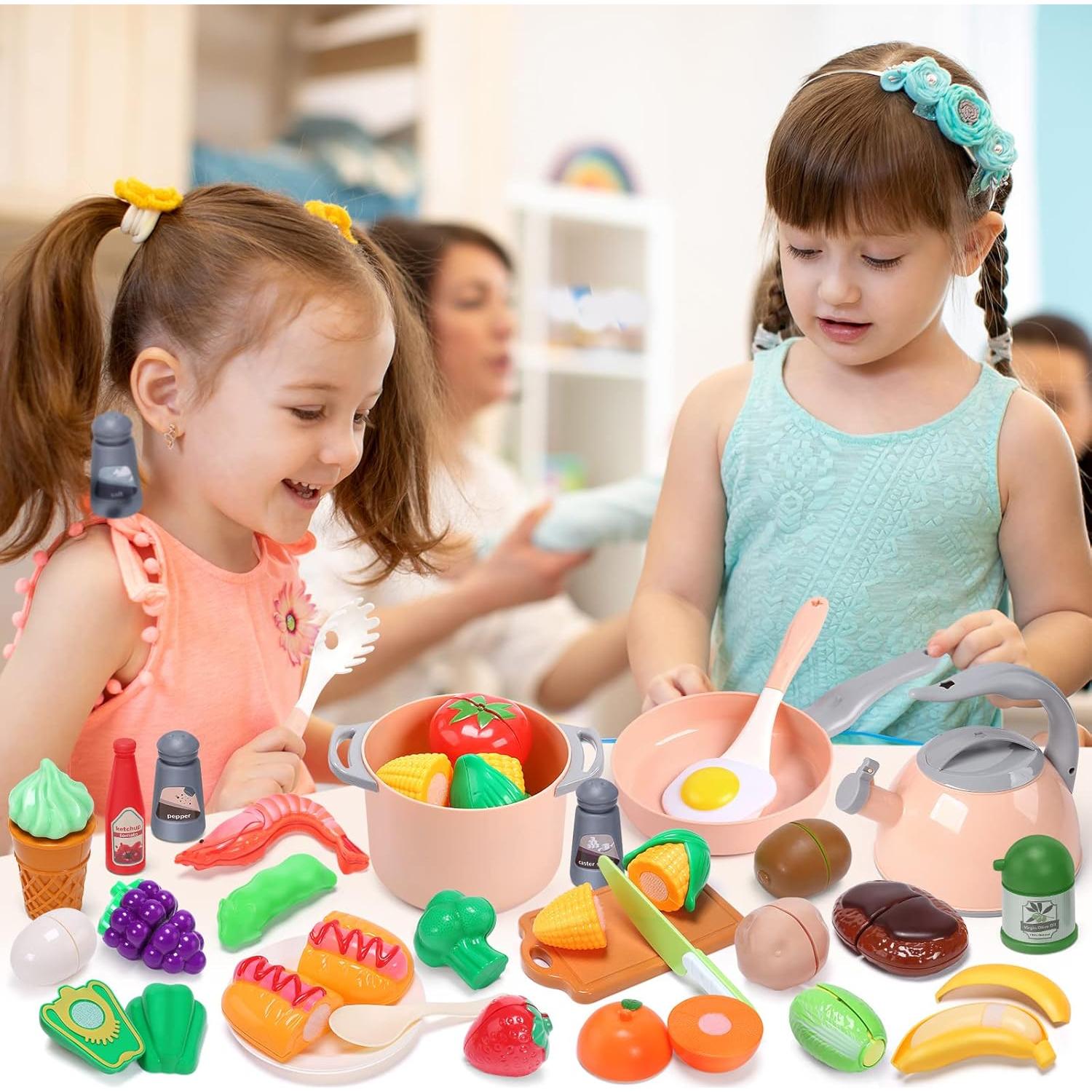 Conjunto de Cocina de Juguete Cute Stone para Niños Rosa