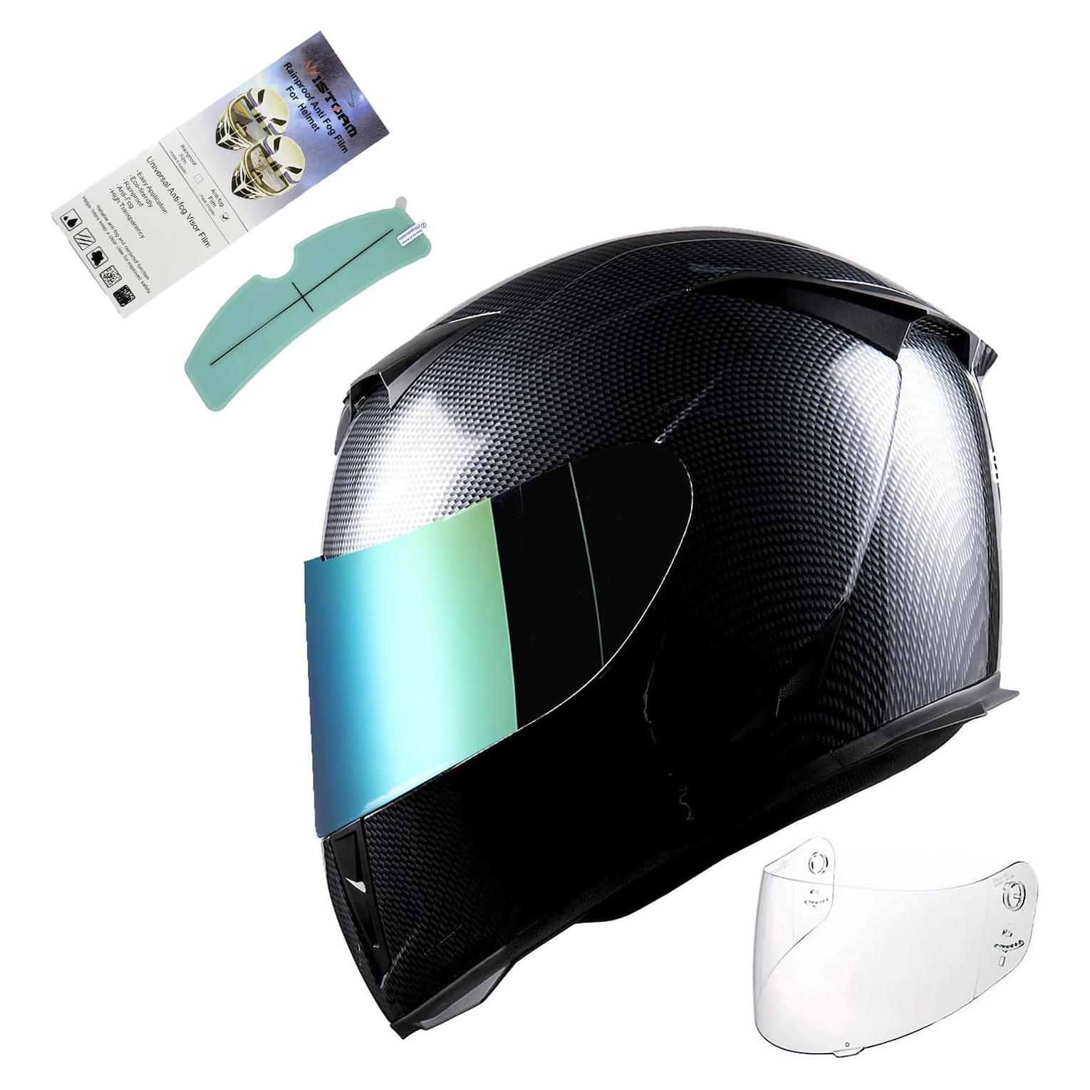 1Storm Motorcycle Full Face Helmet Skull King Matt Black + One Extra Clear Shield: HJK311