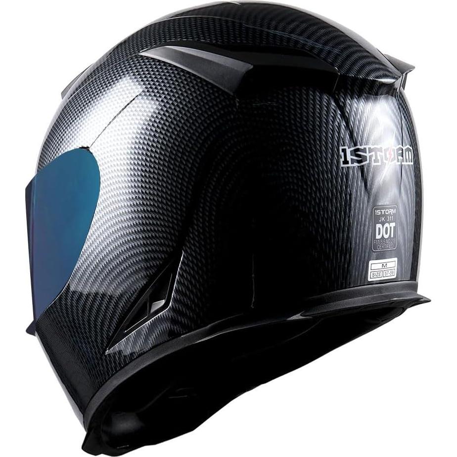 1Storm Motorcycle Full Face Helmet Skull King Matt Black + One Extra Clear Shield: HJK311