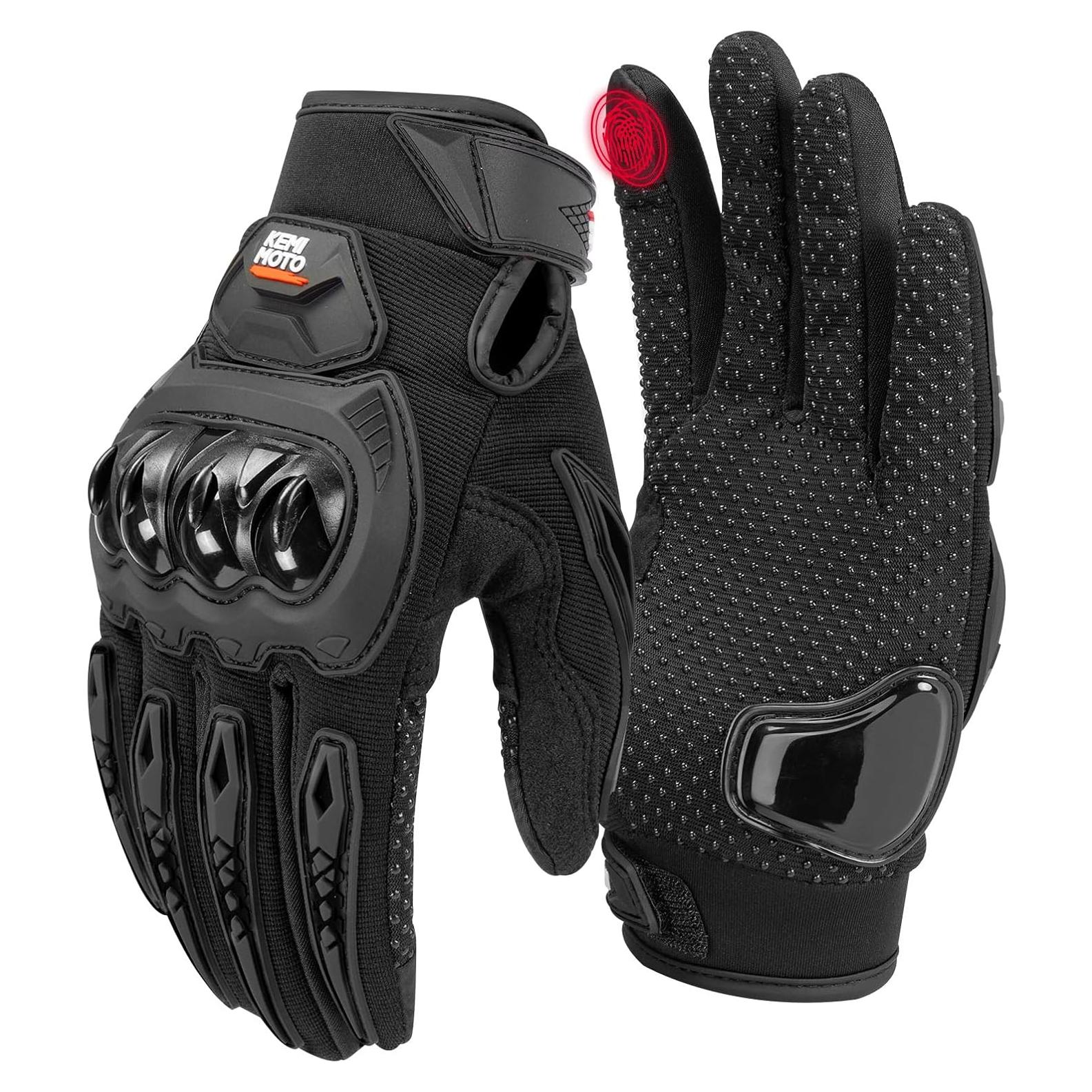 KEMIMOTO Motorcycle Gloves for Men/Women, Touchscreen Dirt Bike Gloves with Shell, Anti-Slip for Motorbike, Riding, Racing, Cycling, Dirt Bike, ATV, UTV, Motocross, BMX, Hiking