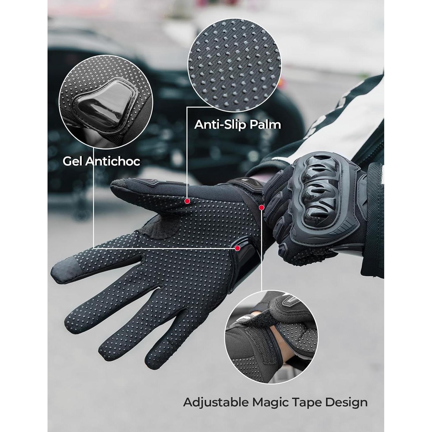 KEMIMOTO Motorcycle Gloves for Men/Women, Touchscreen Dirt Bike Gloves with Shell, Anti-Slip for Motorbike, Riding, Racing, Cycling, Dirt Bike, ATV, UTV, Motocross, BMX, Hiking