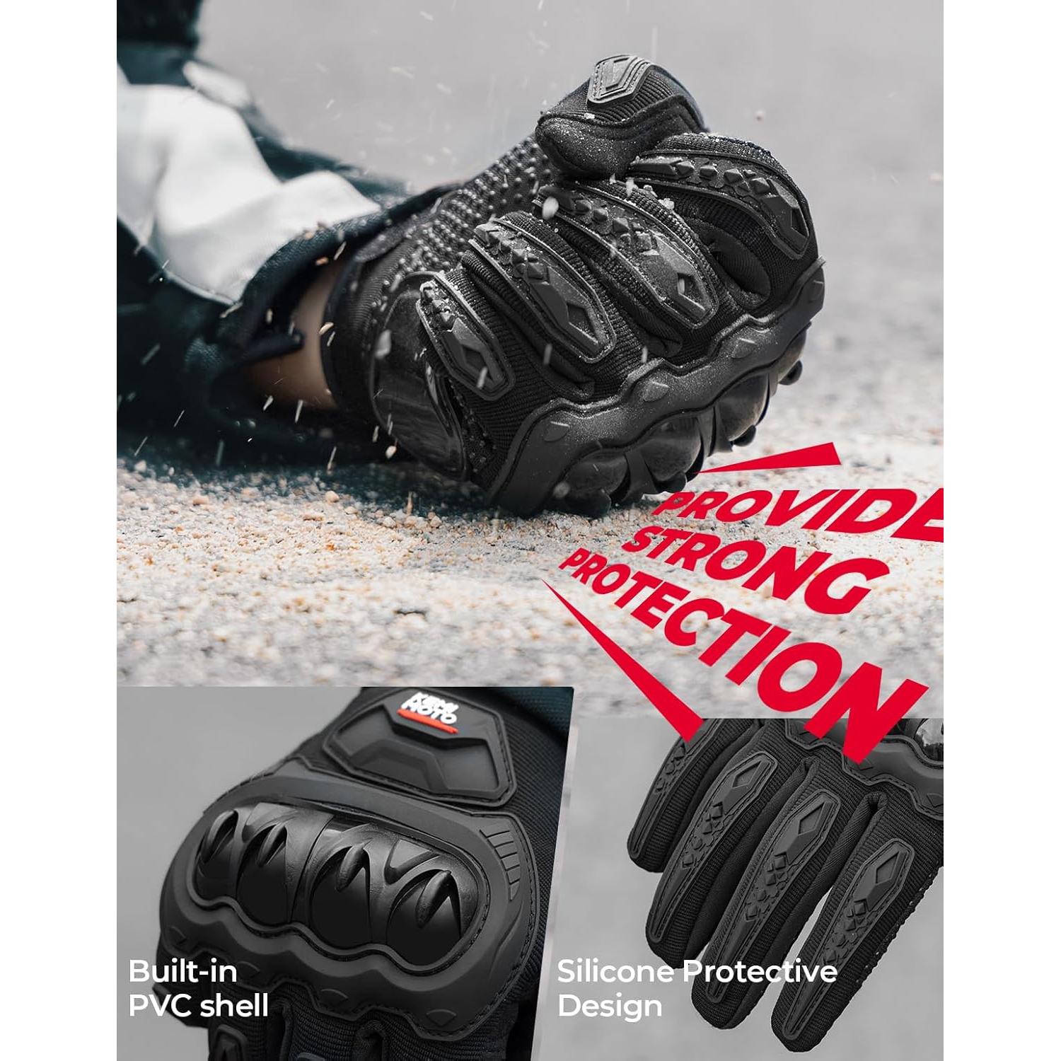 KEMIMOTO Motorcycle Gloves for Men/Women, Touchscreen Dirt Bike Gloves with Shell, Anti-Slip for Motorbike, Riding, Racing, Cycling, Dirt Bike, ATV, UTV, Motocross, BMX, Hiking