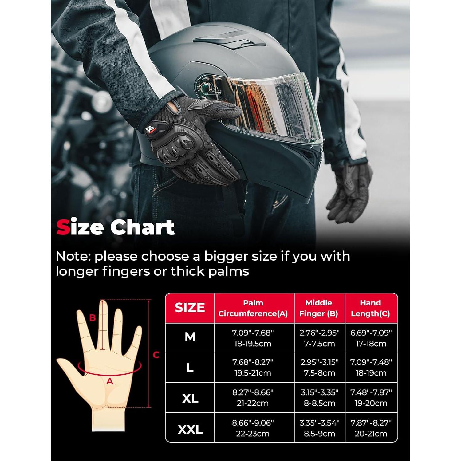 KEMIMOTO Motorcycle Gloves for Men/Women, Touchscreen Dirt Bike Gloves with Shell, Anti-Slip for Motorbike, Riding, Racing, Cycling, Dirt Bike, ATV, UTV, Motocross, BMX, Hiking