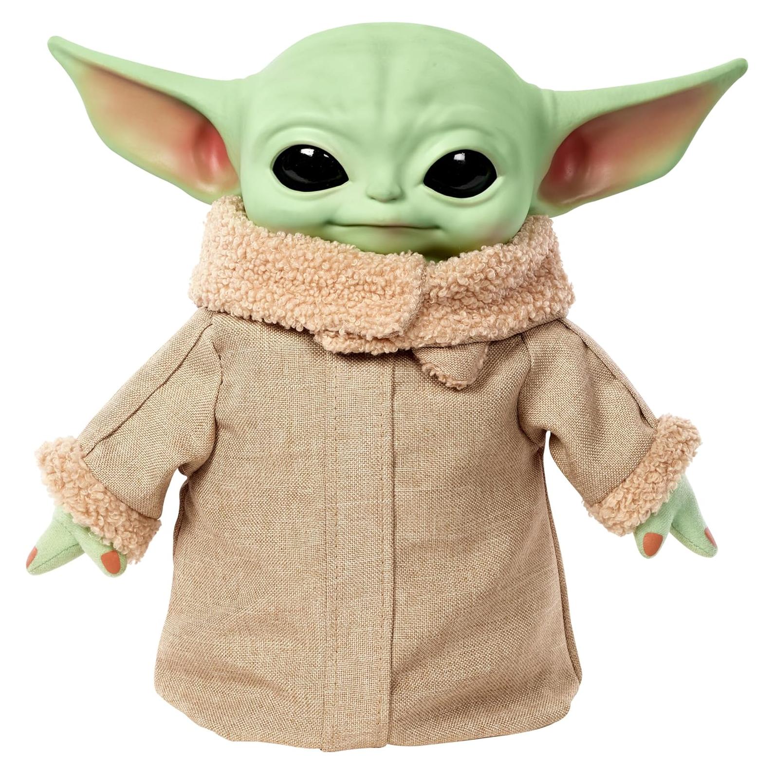 Mattel Star Wars The Mandalorian Grogu Plush 11-inch Toy, Squeeze & Blink Character Figure with Sound, Blinking Eyes & Hand Motion