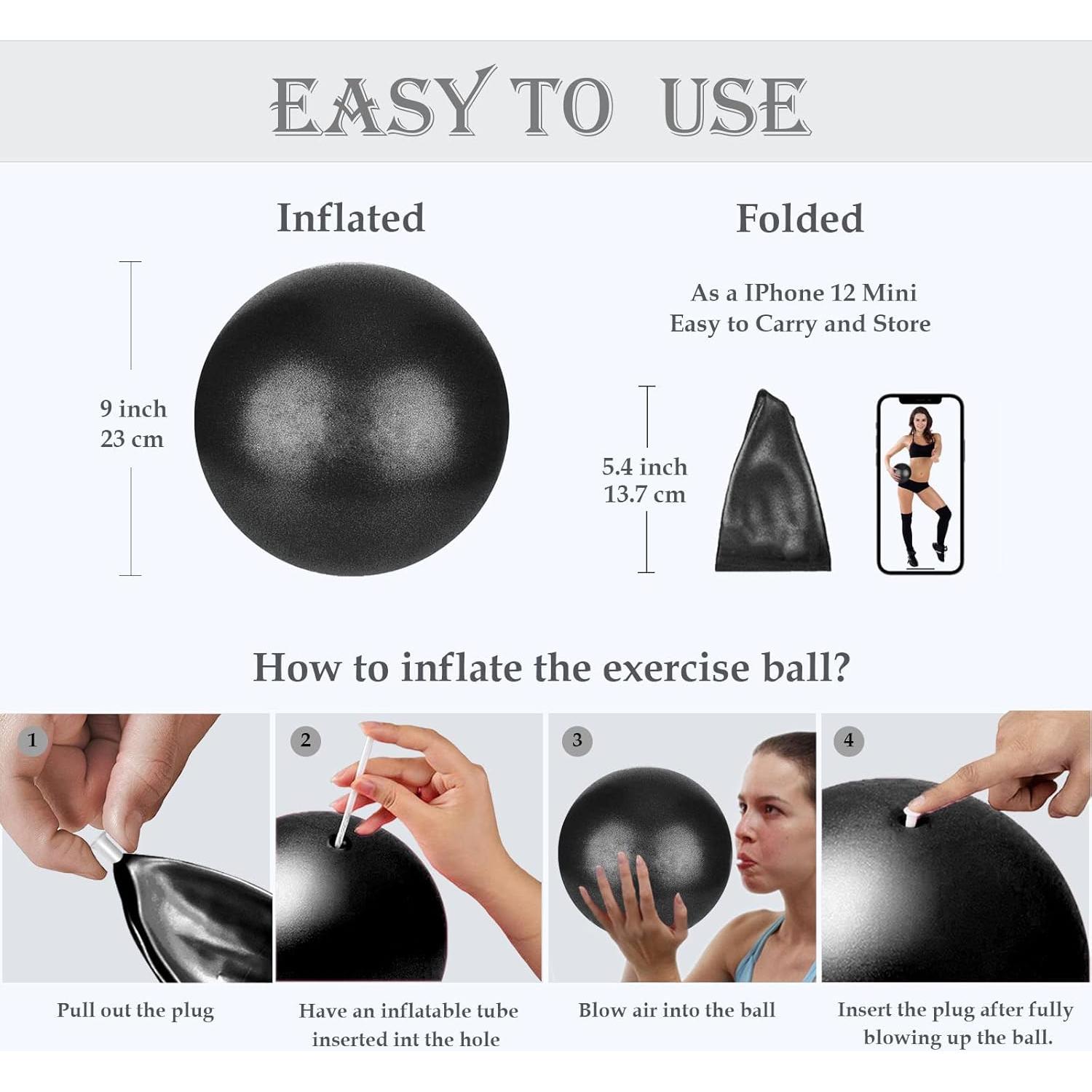 Pelota de Pilates Goonidy 22.86 cm PVC Antideslizante