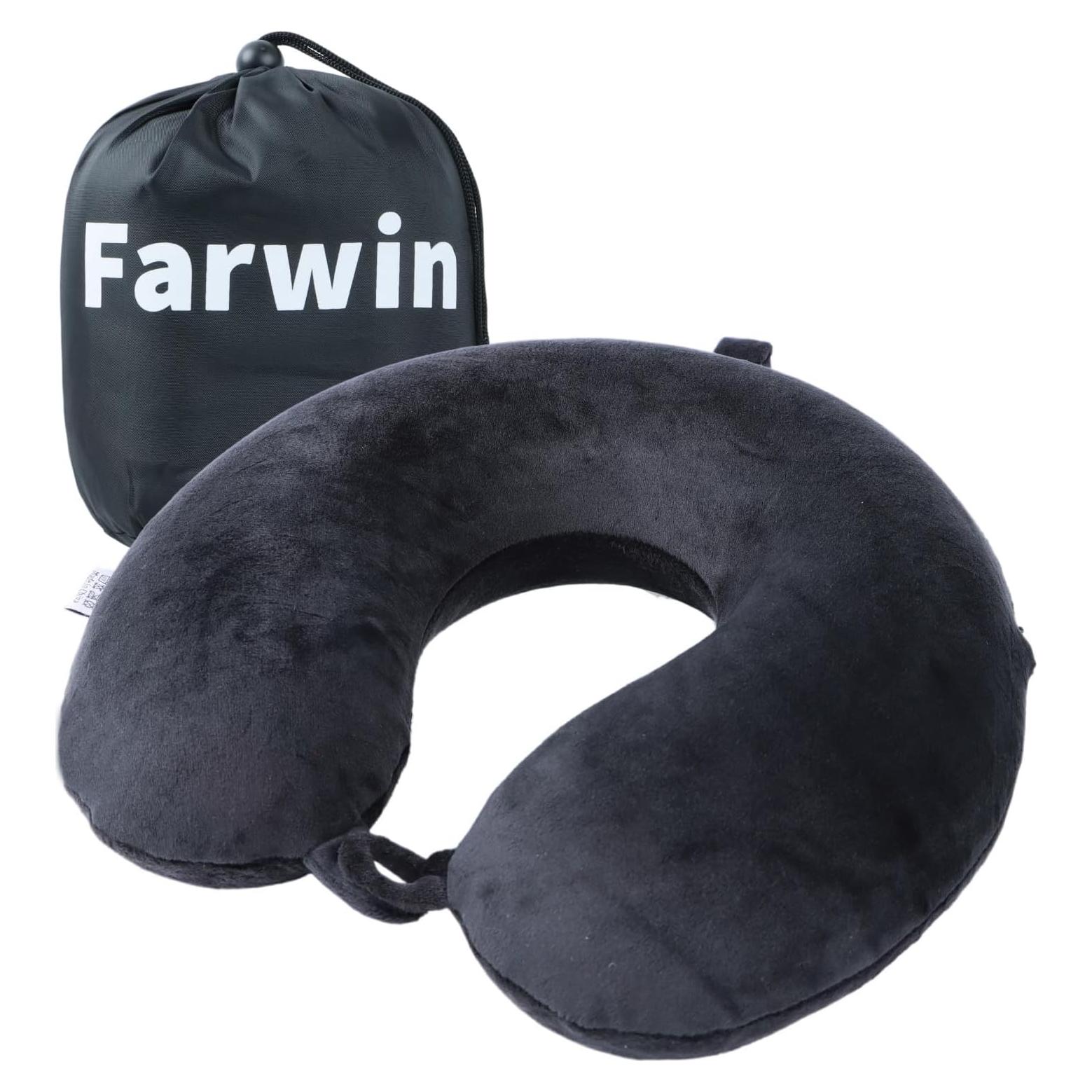 Almohada de Viaje Far win 100% Espuma de Memoria Negra 30x30cm