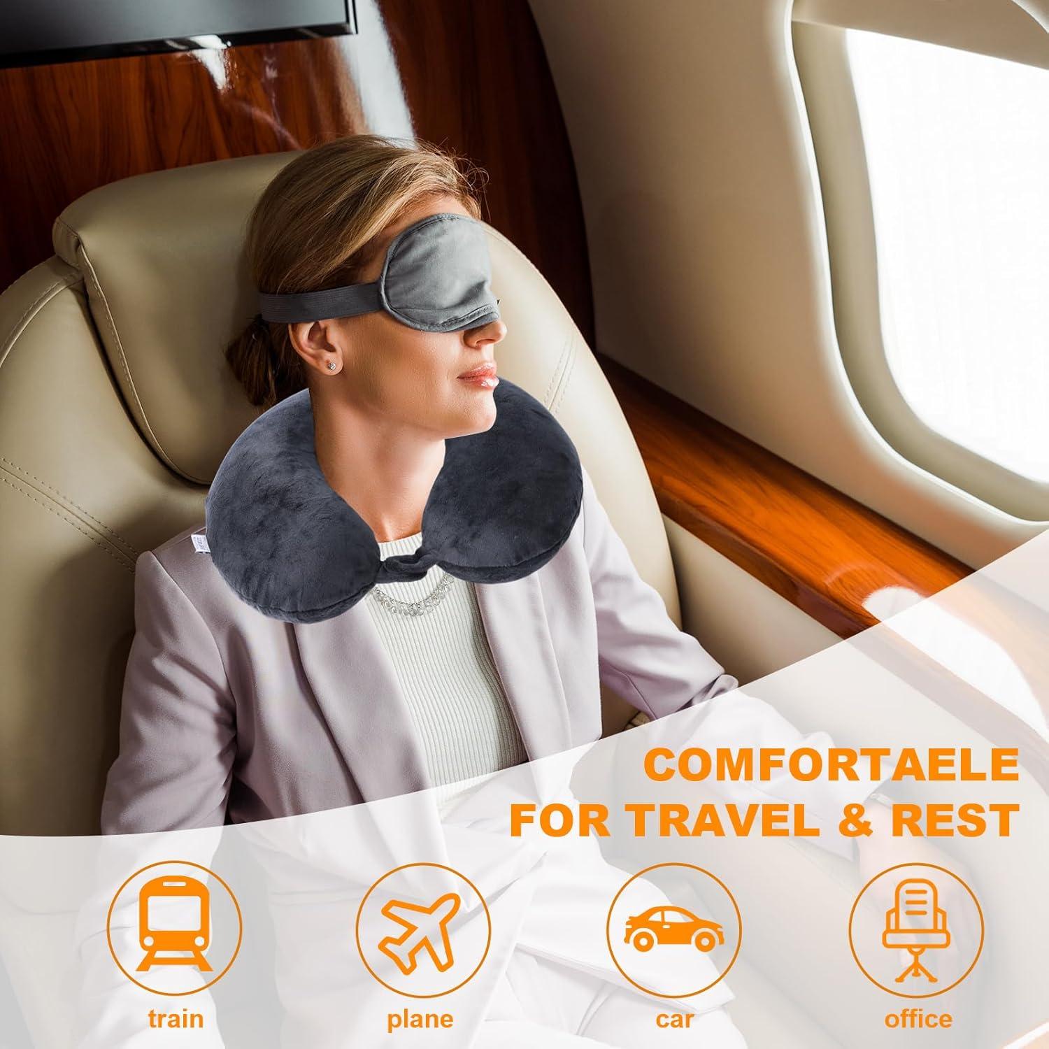 Almohada de Viaje Far win 100% Espuma de Memoria Negra 30x30cm