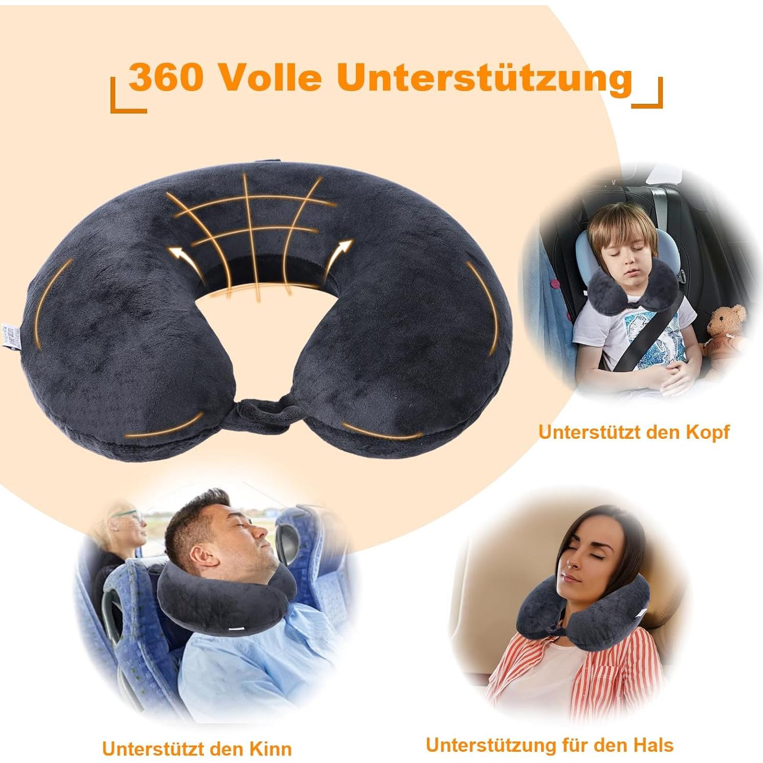 Almohada de Viaje Far win 100% Espuma de Memoria Negra 30x30cm