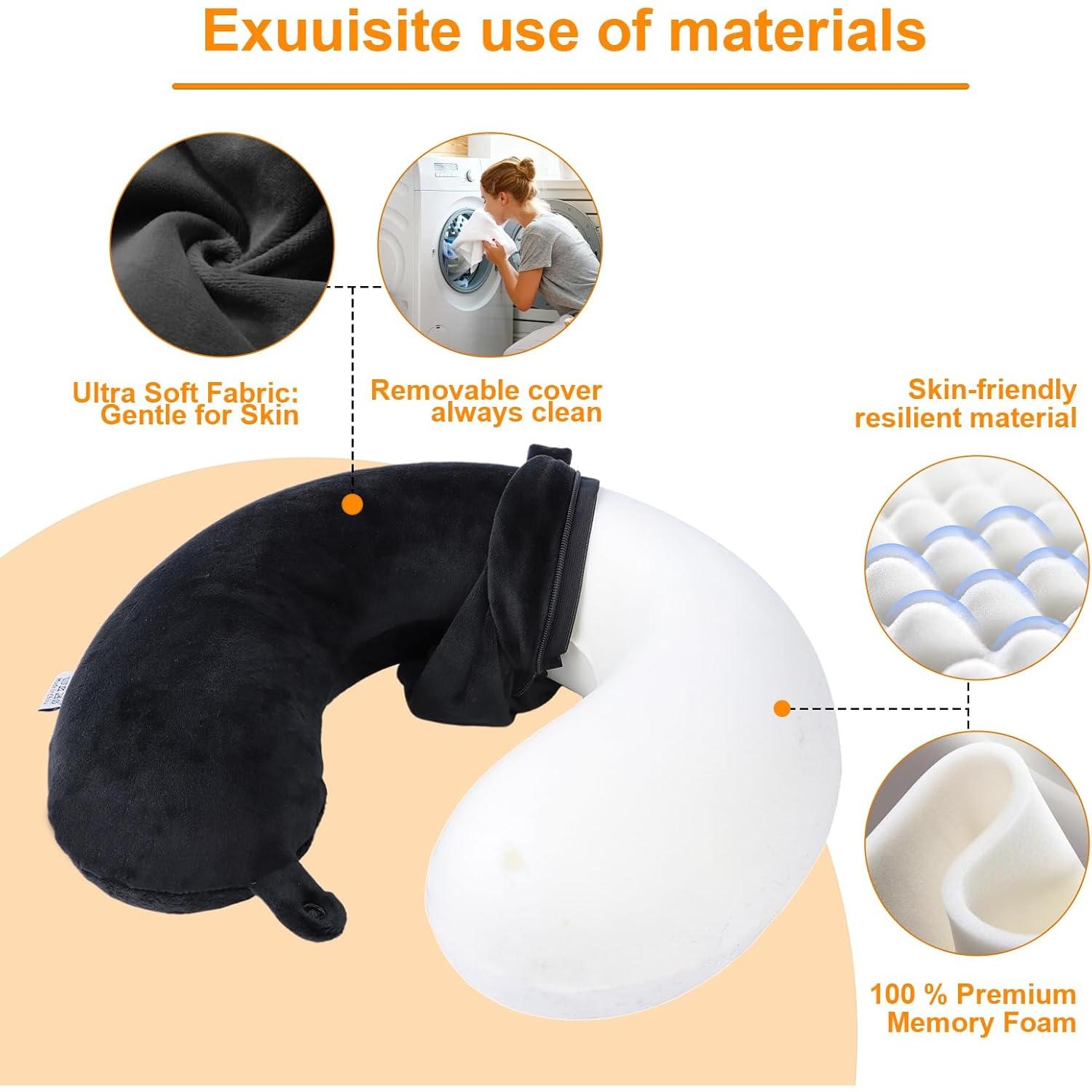 Almohada de Viaje Far win 100% Espuma de Memoria Negra 30x30cm