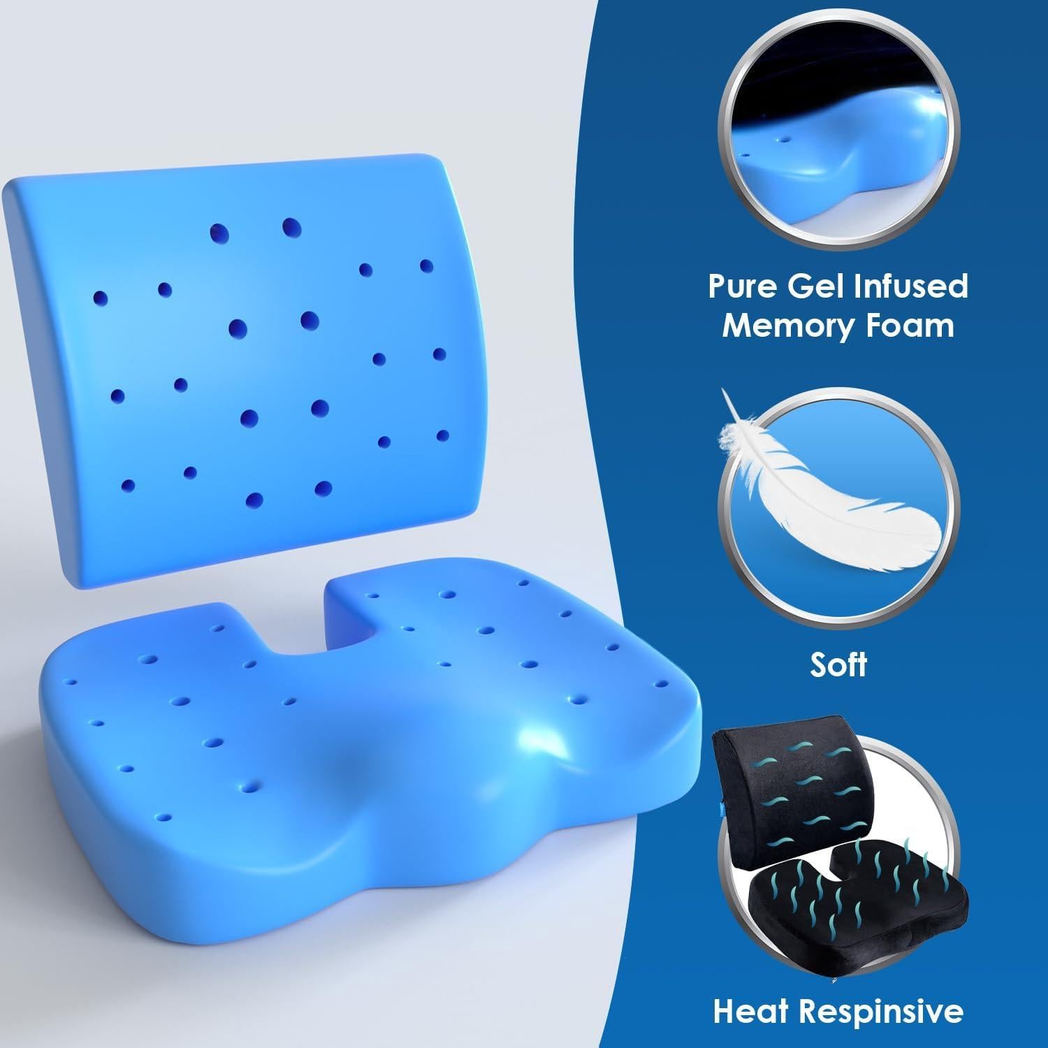 Cojín de Espuma Viscoelástica Qutool con Almohada Lumbar