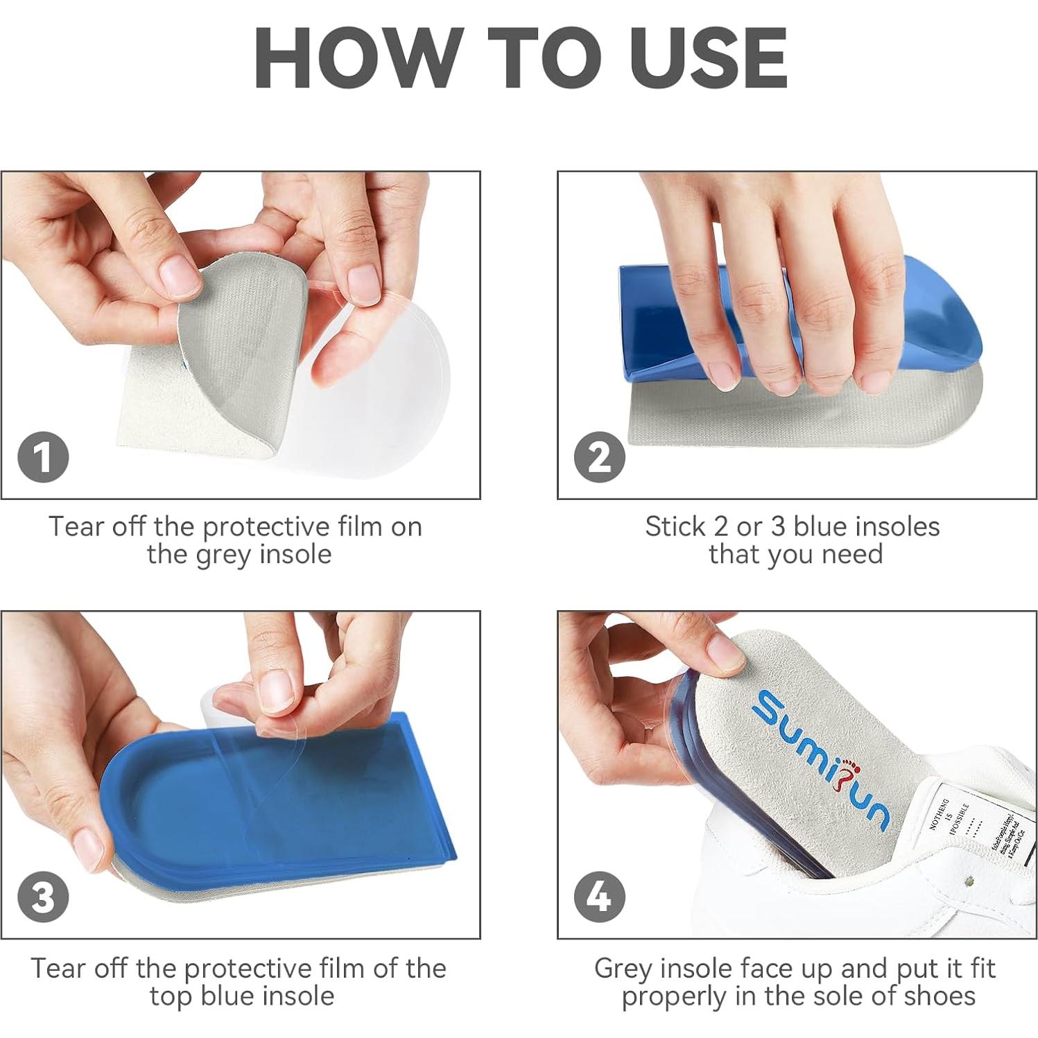 Plantillas Elevadoras Ortopédicas Sumifun - 4 Capas Ajustables