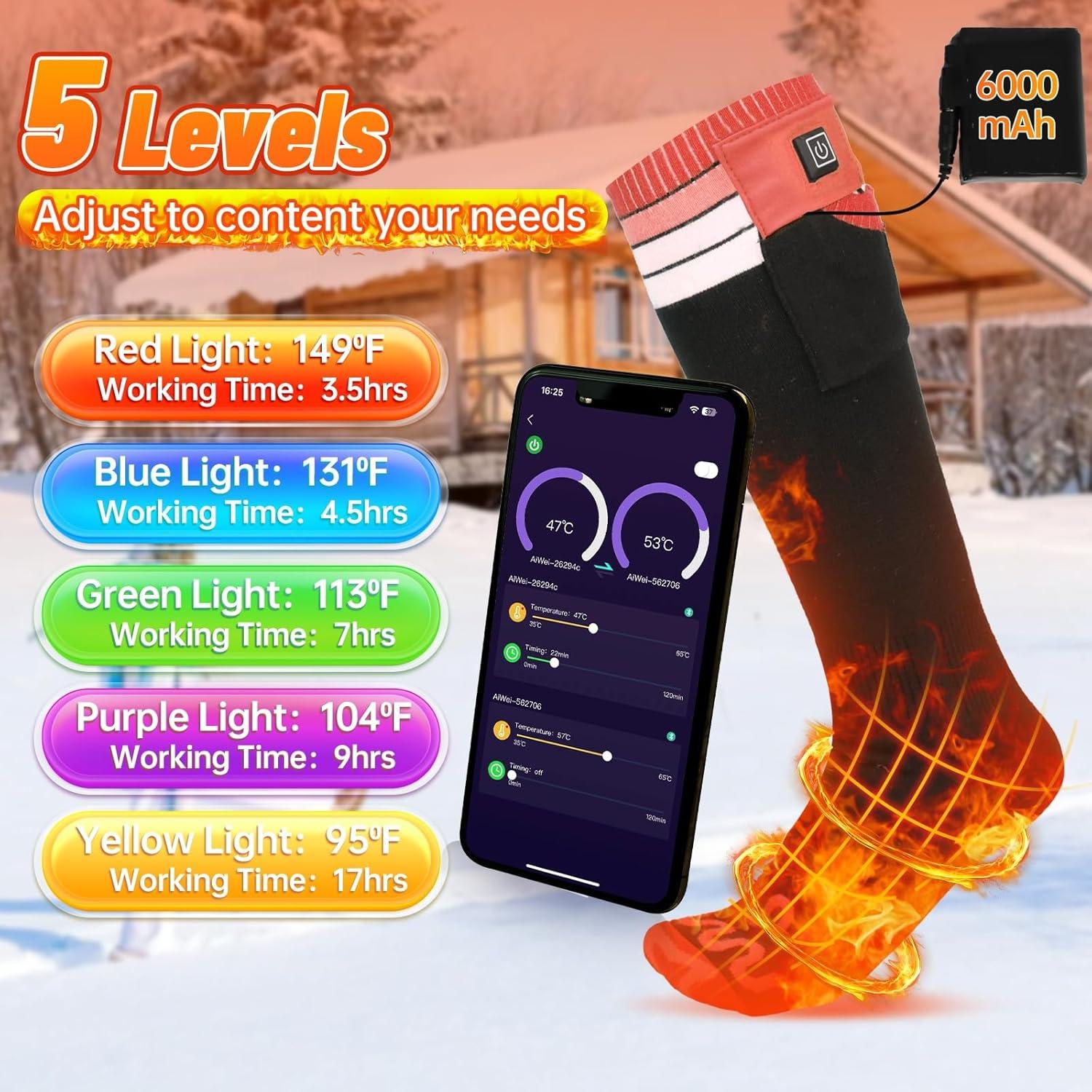 Calcetines Calentados Aotomee WT8K Naranja 6000mAh 17H