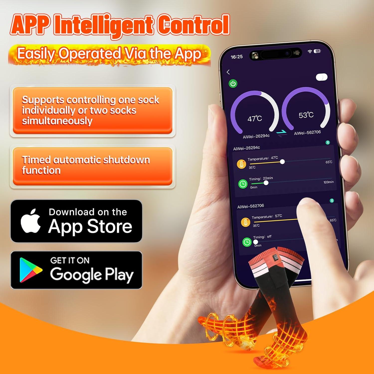 Calcetines Calentados Aotomee WT8K Naranja 6000mAh 17H