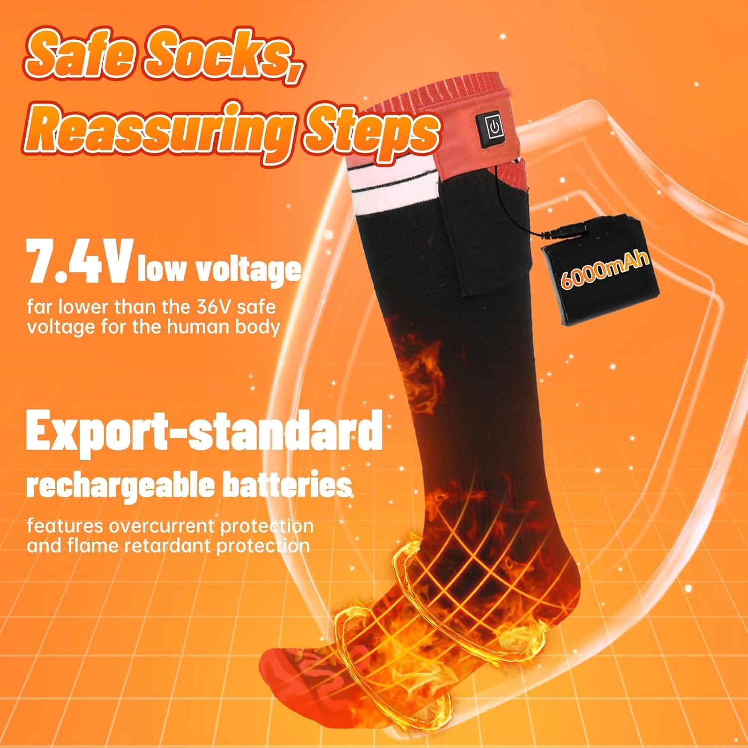 Calcetines Calentados Aotomee WT8K Naranja 6000mAh 17H