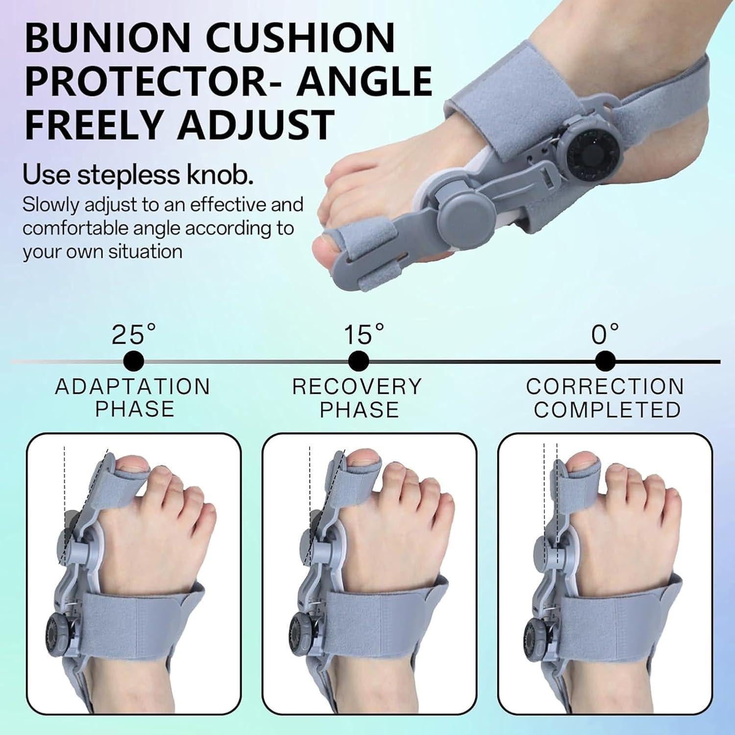 Bunion Corrector for Women Men Big Toe Splint, Adjustable Toe Spacer for Bunion Relief, Toe Separators for Crooked Toes Suitable for Left Right Feet, L, Gray