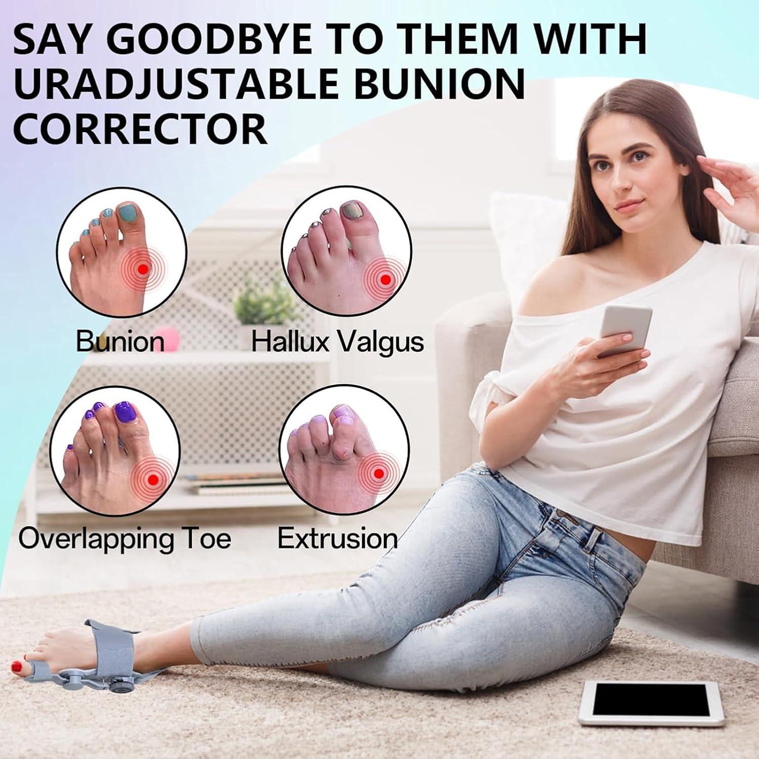 Bunion Corrector for Women Men Big Toe Splint, Adjustable Toe Spacer for Bunion Relief, Toe Separators for Crooked Toes Suitable for Left Right Feet, L, Gray